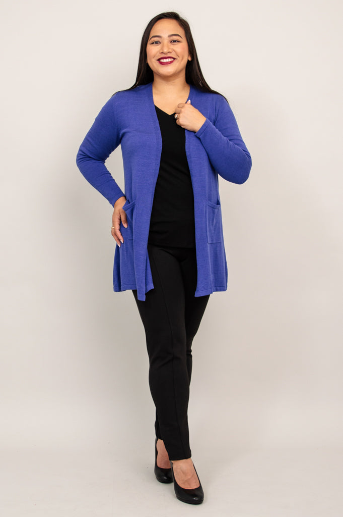Justine Women's Deep Blue Cotton Sweater - Soft & Comfortable Pullover for Casual Wear, Office & Fall Outfits