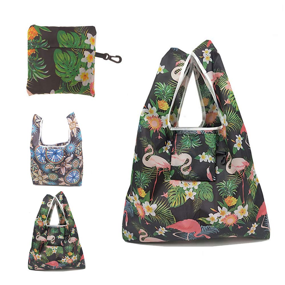 Foldable Reusable Grocery Bags - Waterproof, Lightweight & Durable Shopping Tote Bags (2 Pack) - Perfect for Groceries, Travel & Beach Trips