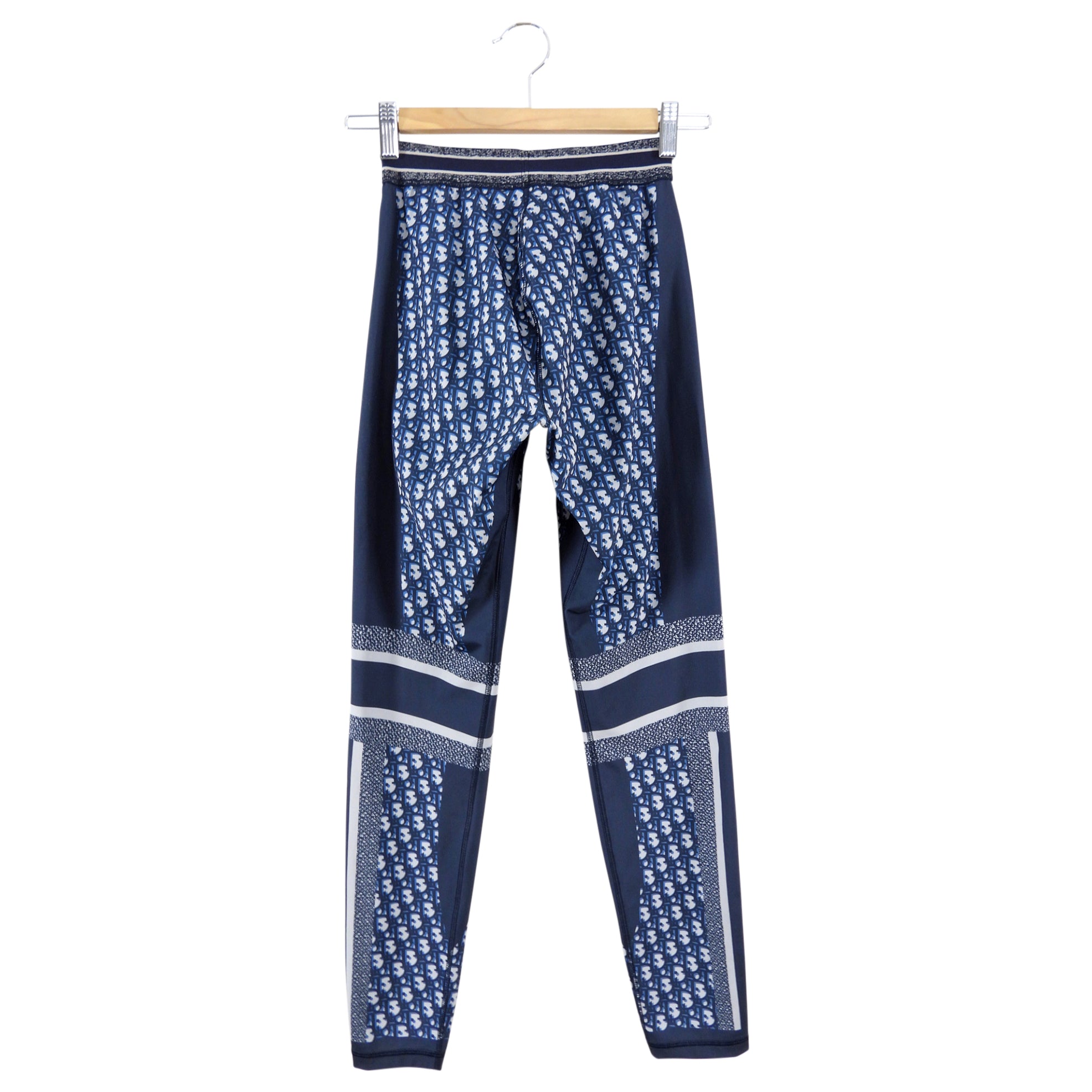 Christian Dior DiorAlps Navy Blue Oblique Logo Leggings - Women's High Waist Yoga Pants for Workout, Running & Casual Wear