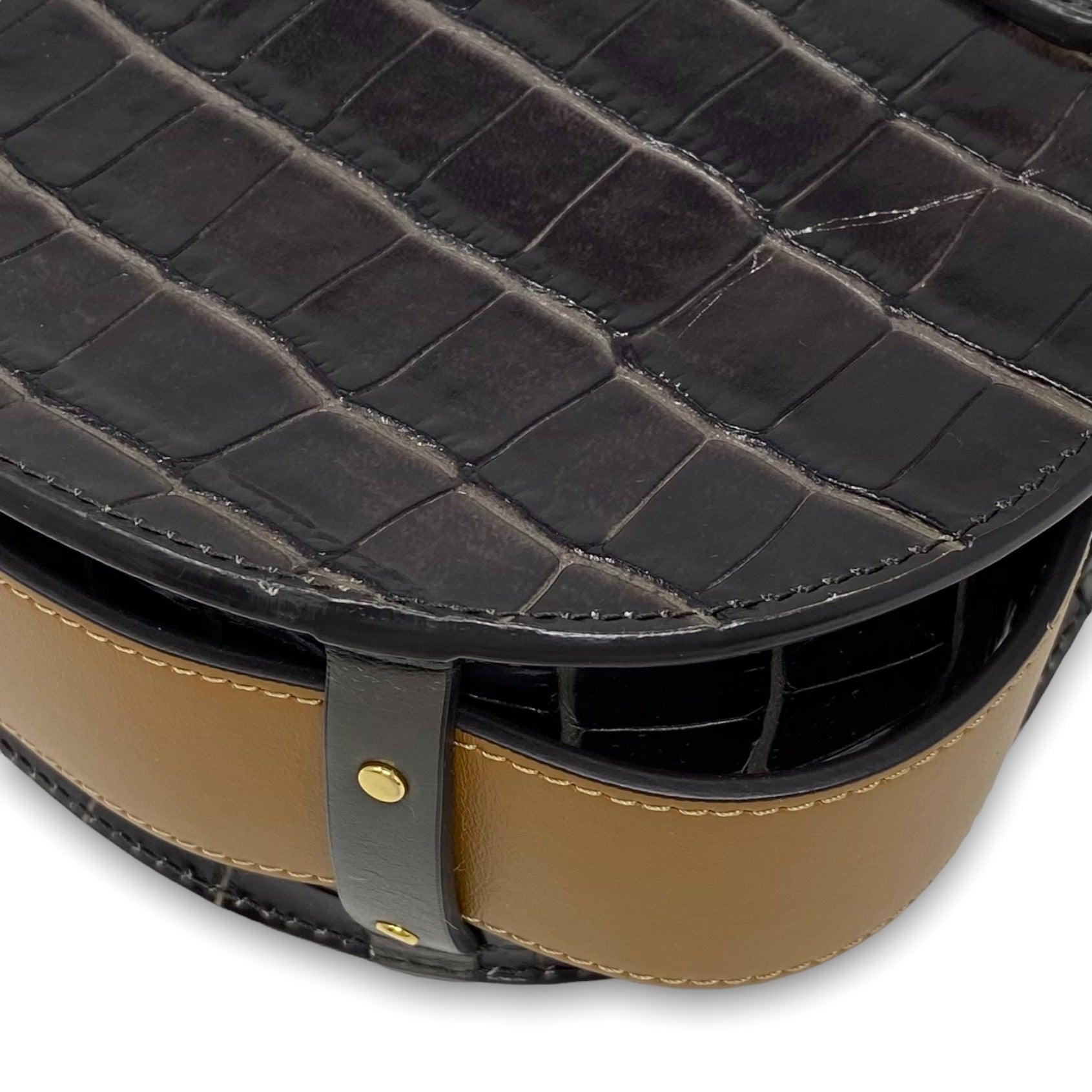 Chloé Small Tess Bag in Chocolate Croc Leather - Luxury Crossbody Purse for Women, Perfect for Date Night & Evening Events