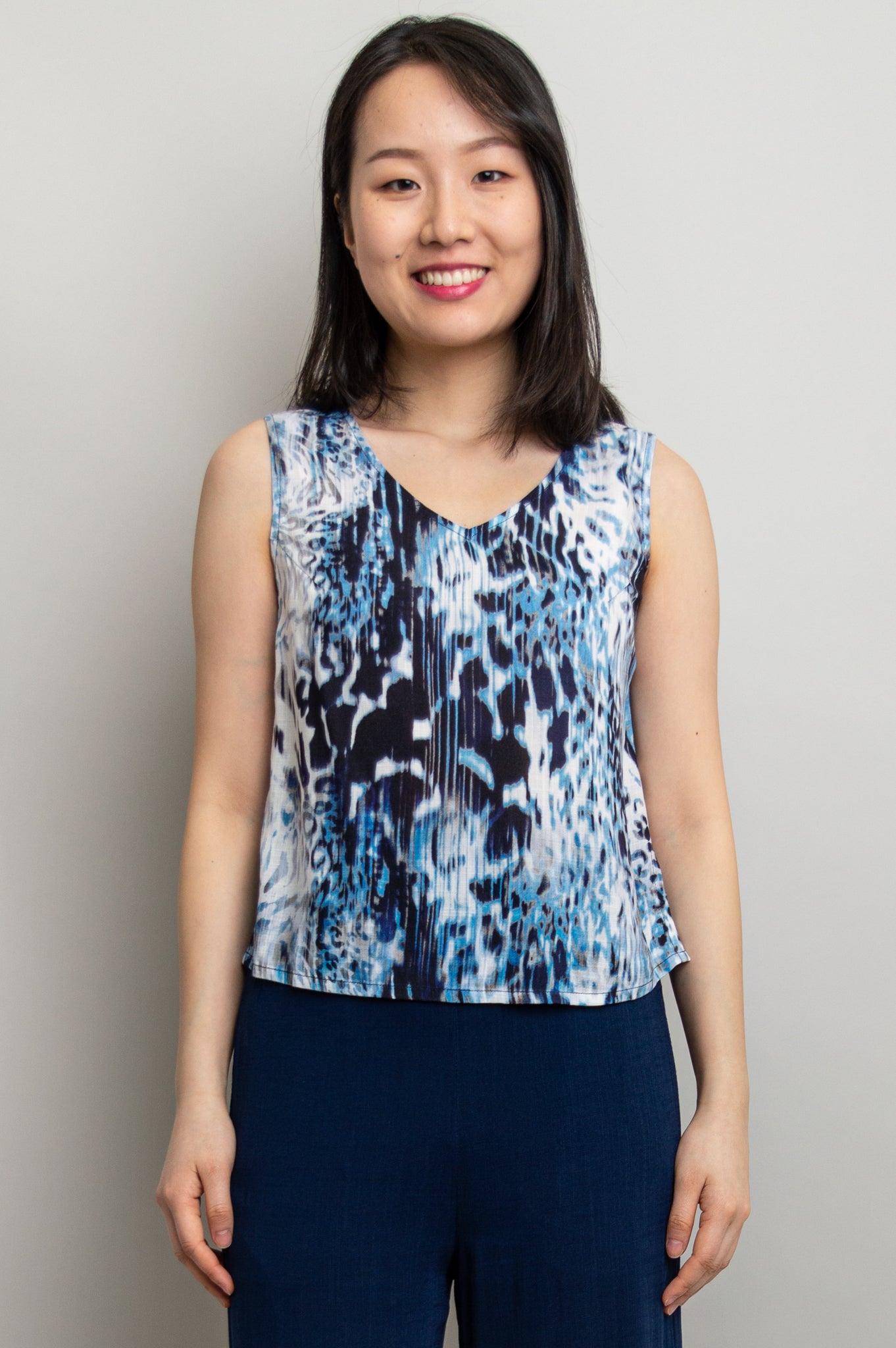 Stylish Havana Tank Top in Jungle Sky Print - Soft Linen Bamboo Fabric - Perfect for Summer Outfits & Beach Vacations - Final Sale