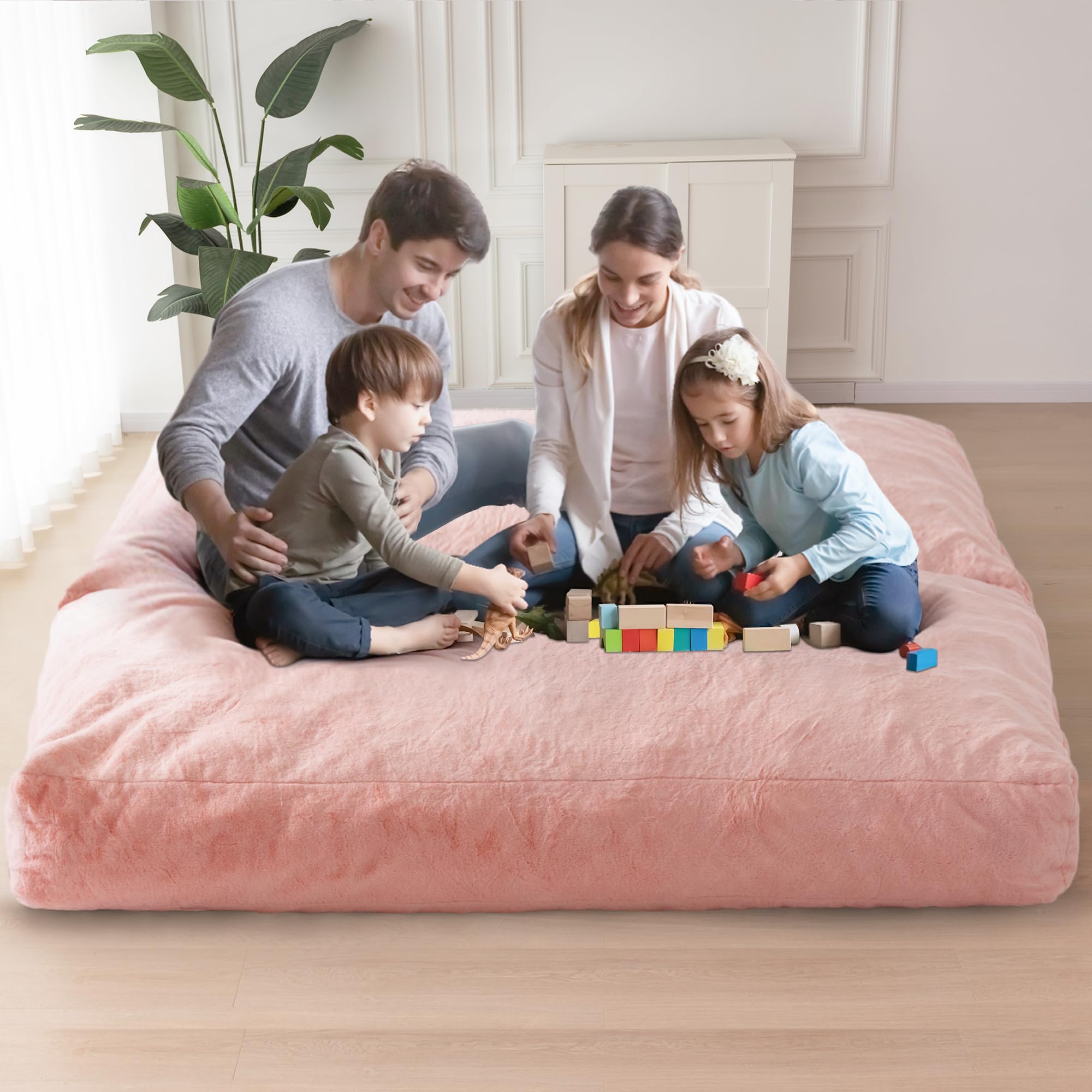 MAXYOYO Giant Bean Bag Chair Bed for Adults - 2-in-1 Convertible Lazy Chair & Floor Mattress | High Density Foam Filling | Machine Washable Pink Sofa Bed | Perfect for Living Room, Bedroom & Game Room Relaxation