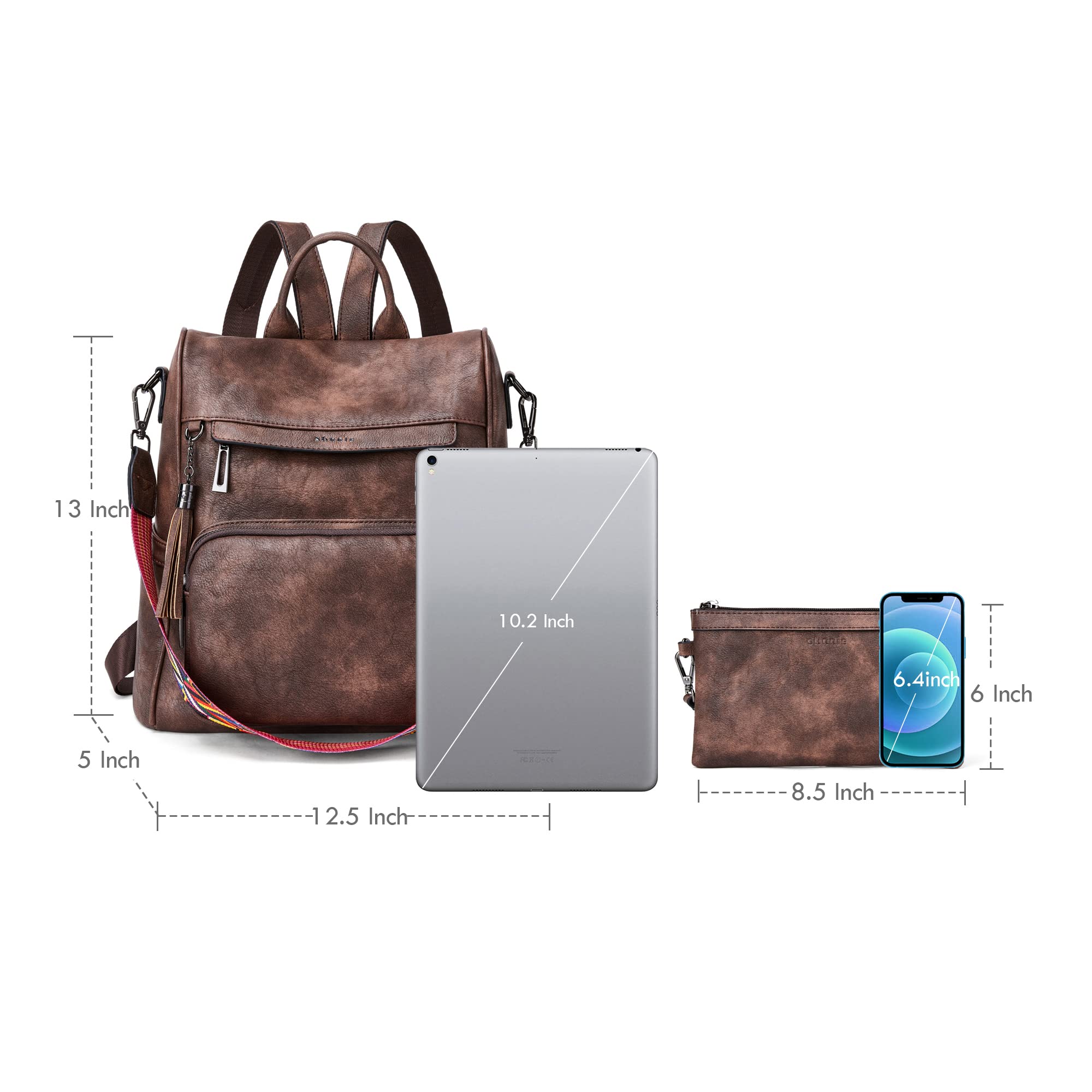 Shrrie Women's PU Leather Anti-Theft Travel Backpack Purse - Stylish Shoulder Bag with Tassel for Work, College & Daily Commute