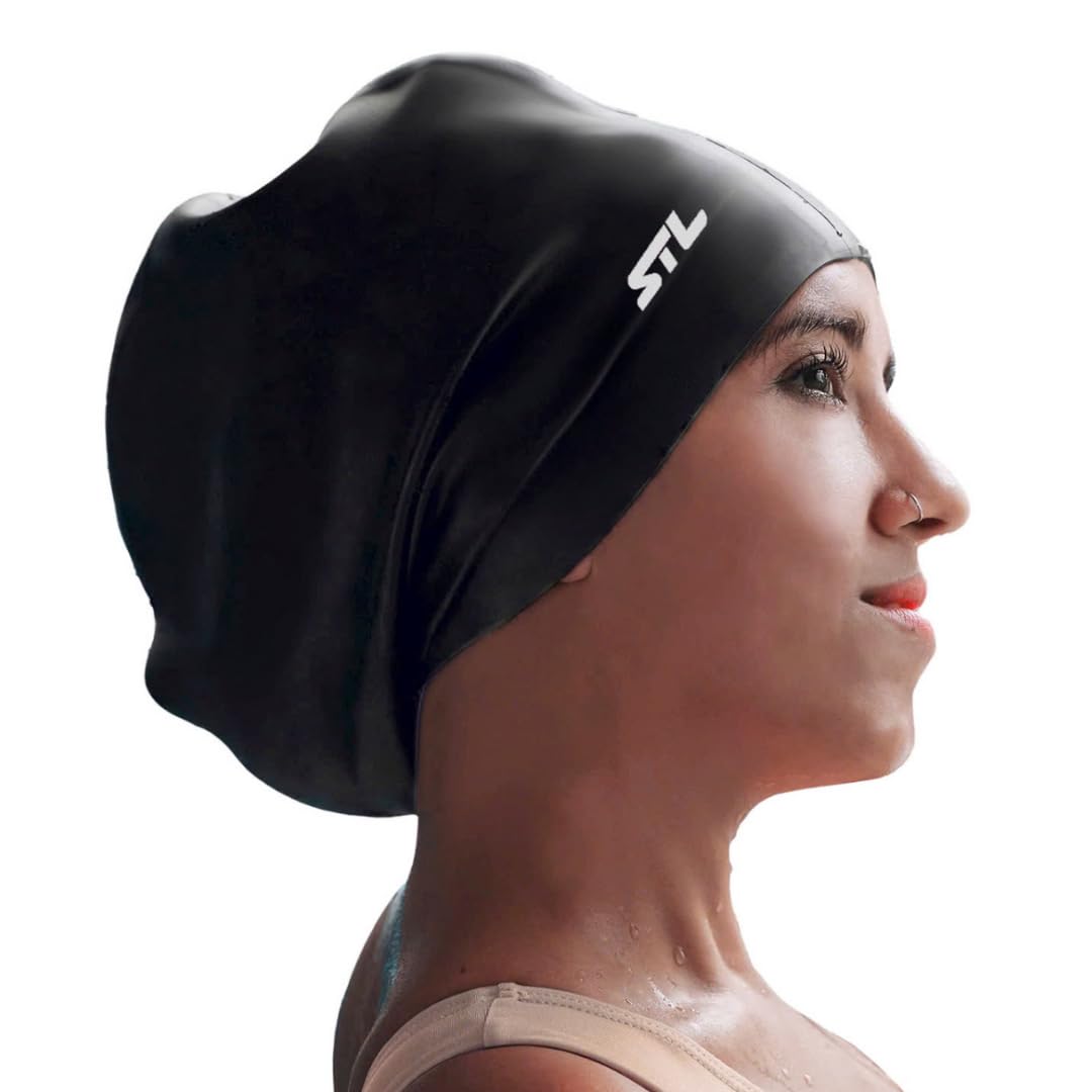 Extra Large Swim Cap for Braids & Dreadlocks - Waterproof Silicone Swimming Hat for Women & Men with Long Hair, Extensions, Weaves - Comfortable Ear Cover for Adults & Youth - Perfect for Pool, Beach & Water Aerobics
