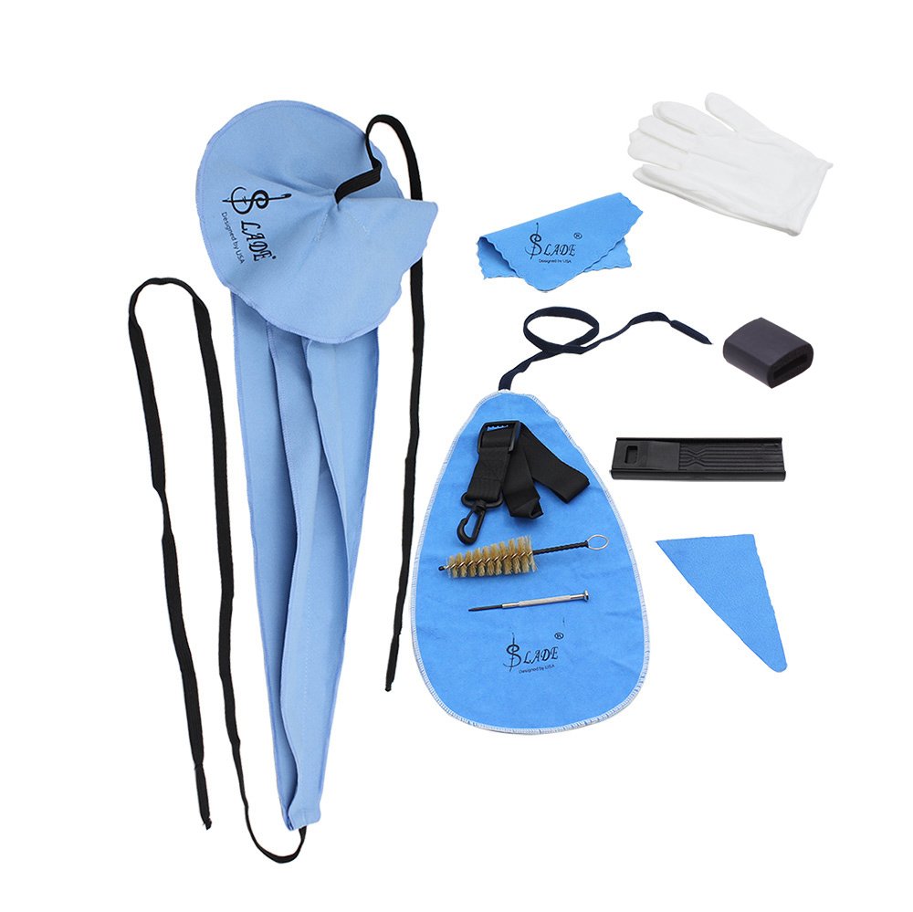 10-in-1 Saxophone Cleaning & Maintenance Kit with Belt, Thumb Rest Cushion, Reed Case, Mouthpiece Brush, Mini Screwdriver, Cleaning Cloth & Gloves - Perfect for Saxophone Players, Students & Musicians for Daily Care & Performance Preparation