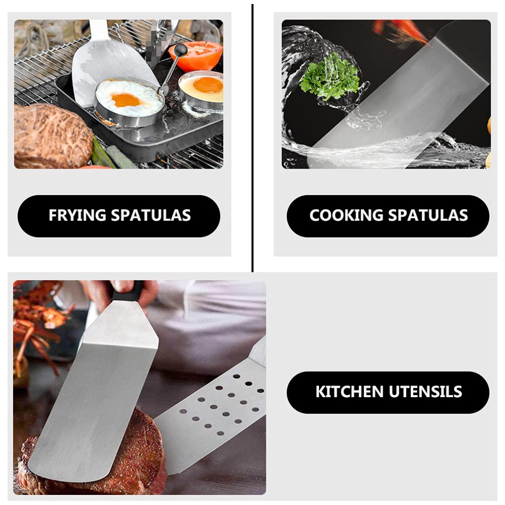 DOITOOL 3-Piece Stainless Steel Grill Spatula Set - Heavy Duty Flat Top Griddle Turner for Outdoor BBQ, Pancakes & Teppanyaki - Perfect for Camping, Backyard Cooking & Commercial Kitchen Use