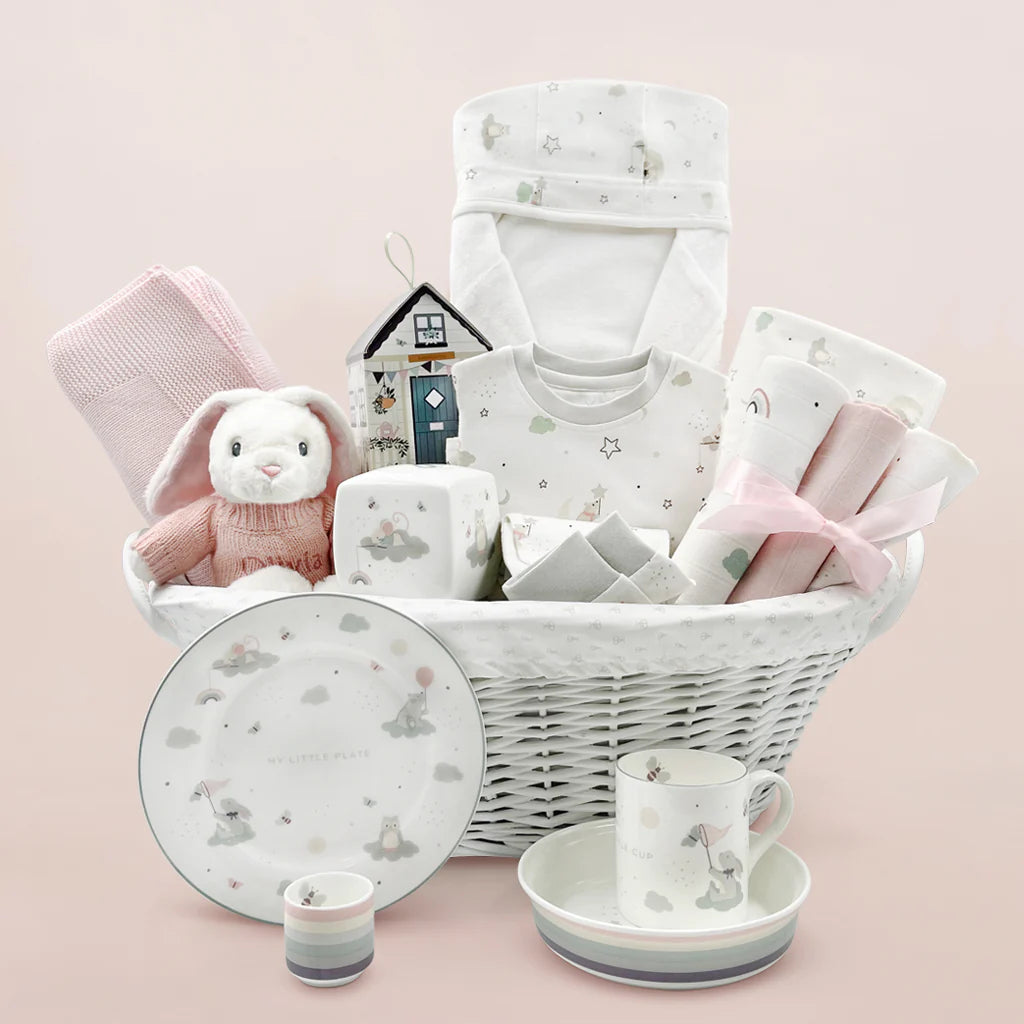 Twinkle Little Star Baby Girl Gift Basket - Newborn Baby Shower Present, Birthday Gift for Girls - Perfect for Nursery Decor & Special Occasions