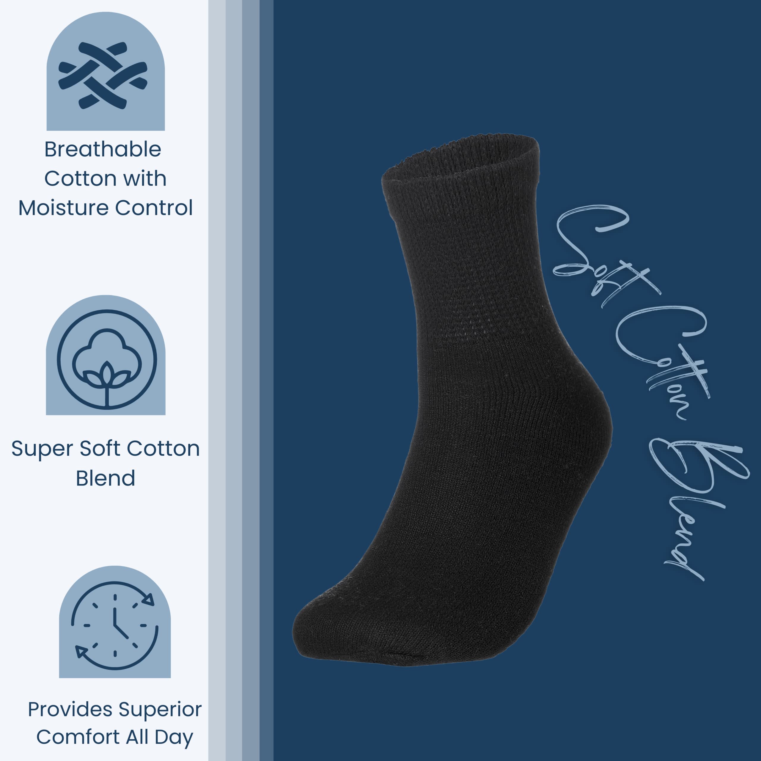 Diabetic Socks for Men & Women - 6 Pairs Extra Wide Non-Binding Ankle Socks with Neuropathy Relief - Ideal for Diabetes, Swelling & Circulation Support - Perfect for Daily Wear, Work & Medical Use