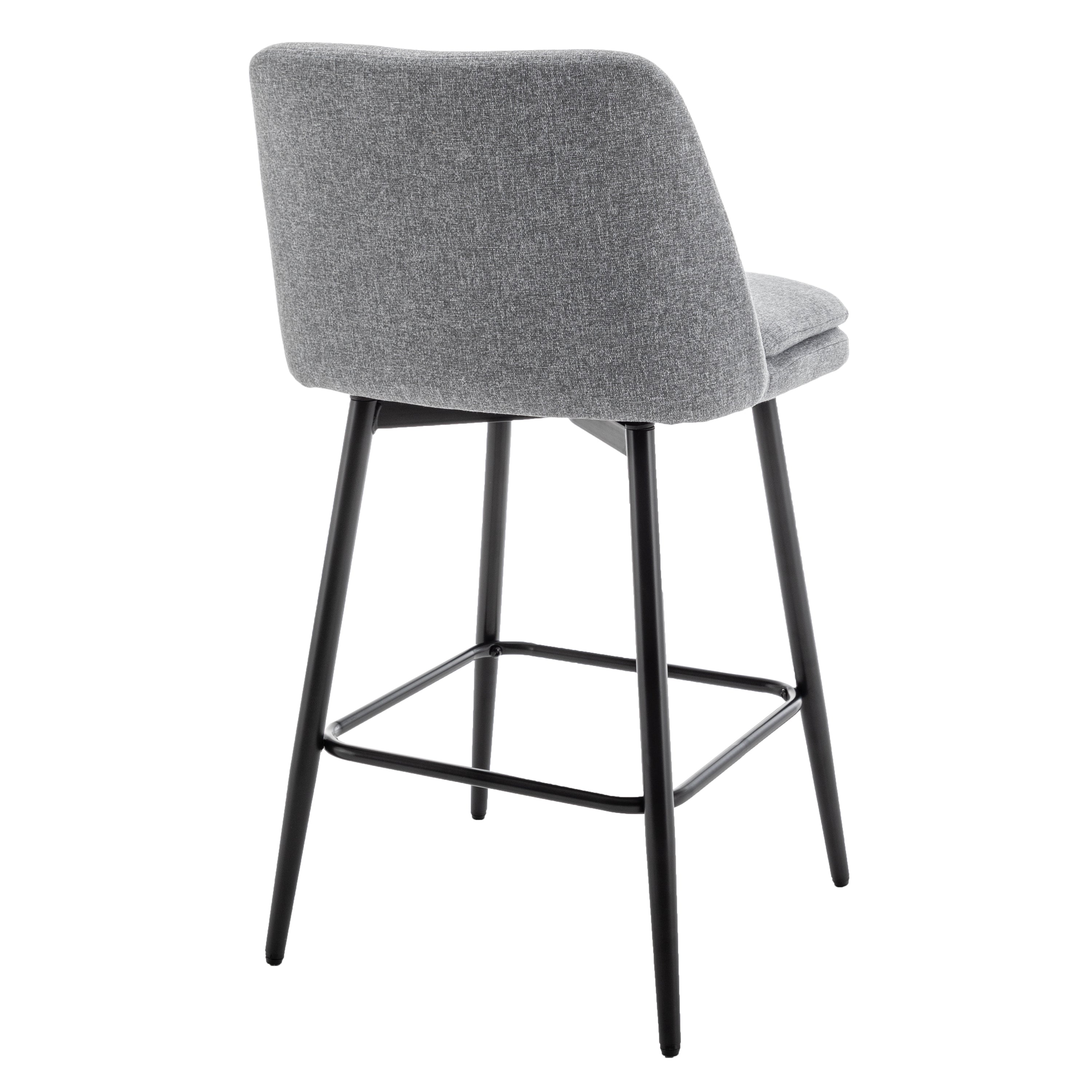 360° Swivel Counter Height Bar Stools Set of 2 - Upholstered with Back Support & Sturdy Metal Legs, 25.6