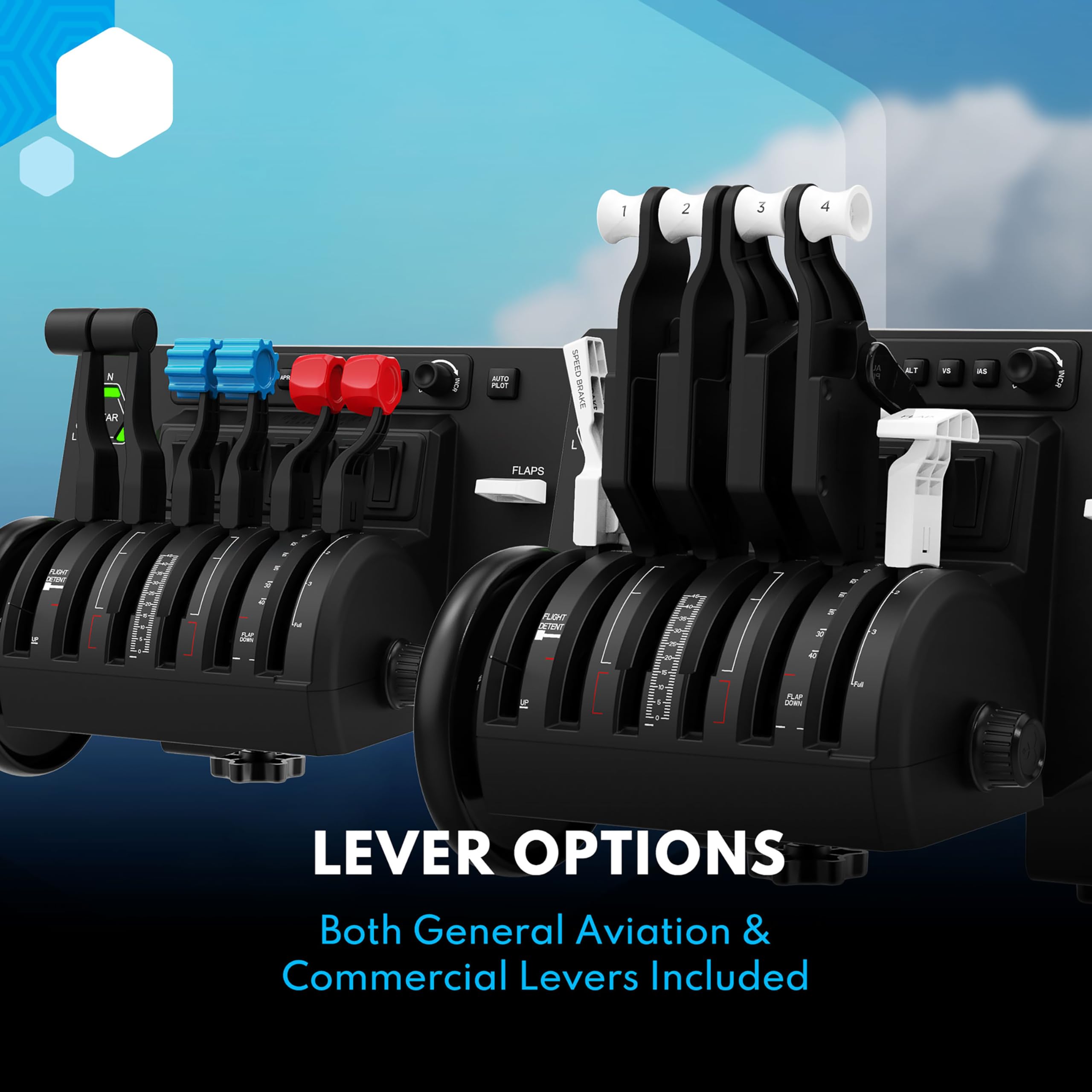 Honeycomb Aeronautical Bravo Flight Simulator Throttle Quadrant - 6 Interchangeable Levers for Trim, Gear, Flaps, Autopilot & Radio Switch Panel | USB-C Cable & Desk Clamps Included | Programmable for Flight Simulation Games | Perfect for Microsoft Flight Simulator & X-Plane | Realistic Cockpit Controls for PC Gaming