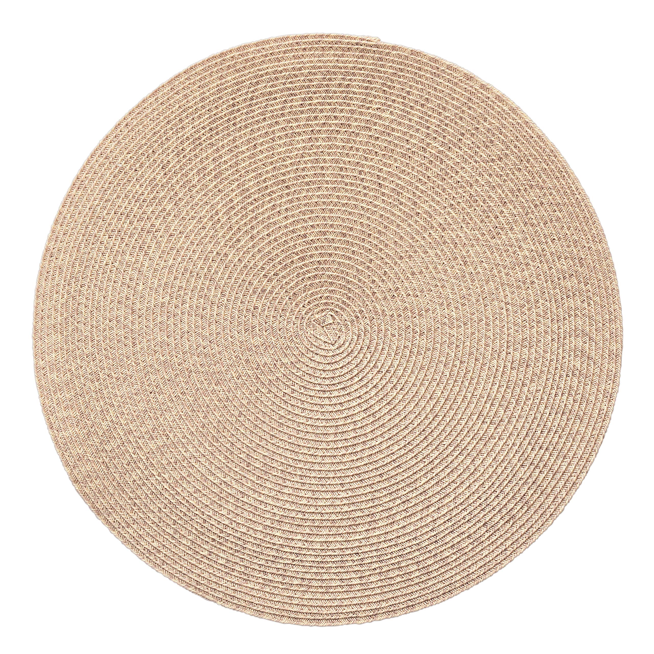 120-Piece Washable & Heat-Resistant Handcrafted Woven Polyester Table Mats Set - Round Beige Tuscany Design for Dining Table Decor | Perfect for Weddings, Parties, and Holiday Gatherings