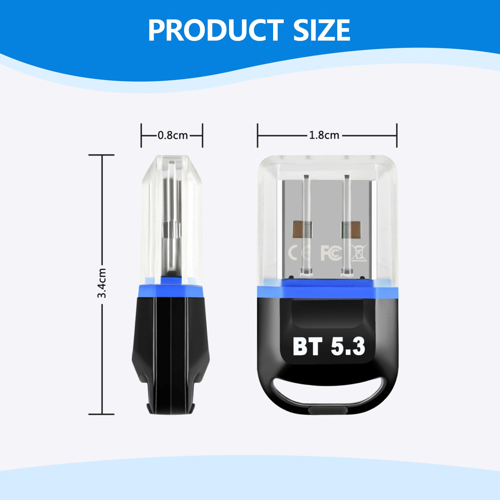 Benaewa USB Bluetooth 5.3 Adapter for PC - Wireless Bluetooth Dongle for Windows 11/10/8.1 - Compatible with Headphones, Keyboard, Mouse - Perfect for Gaming, Office Work & Home Entertainment