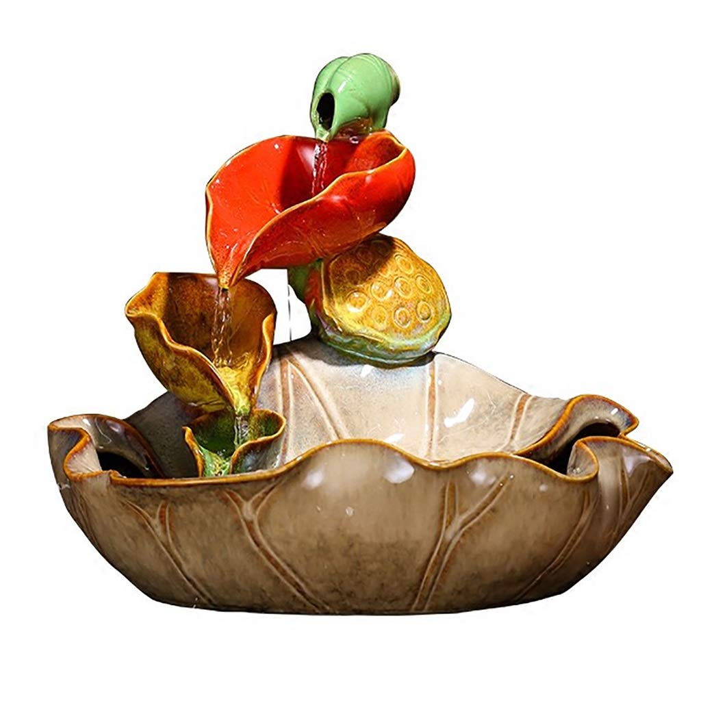 Ceramic Tiered Tabletop Fountain - Indoor Waterfall Decor with Natural Light for Bedroom, Office & Home - Relaxing Zen Atmosphere for Meditation & Stress Relief