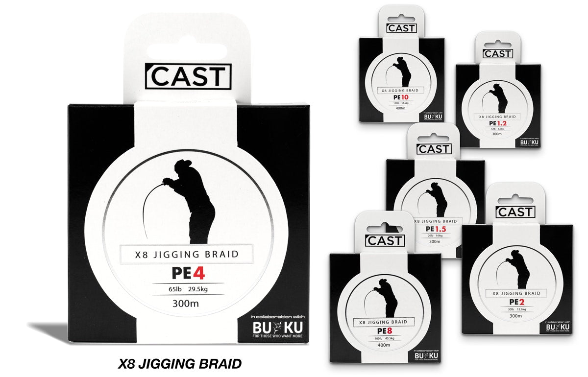 Cast Buku Jigging Braid X8 Fishing Line - High Performance Saltwater & Freshwater Braided Line for Jigging, Casting, Trolling - Perfect for Deep Sea Fishing, Bass Fishing, and Offshore Angling