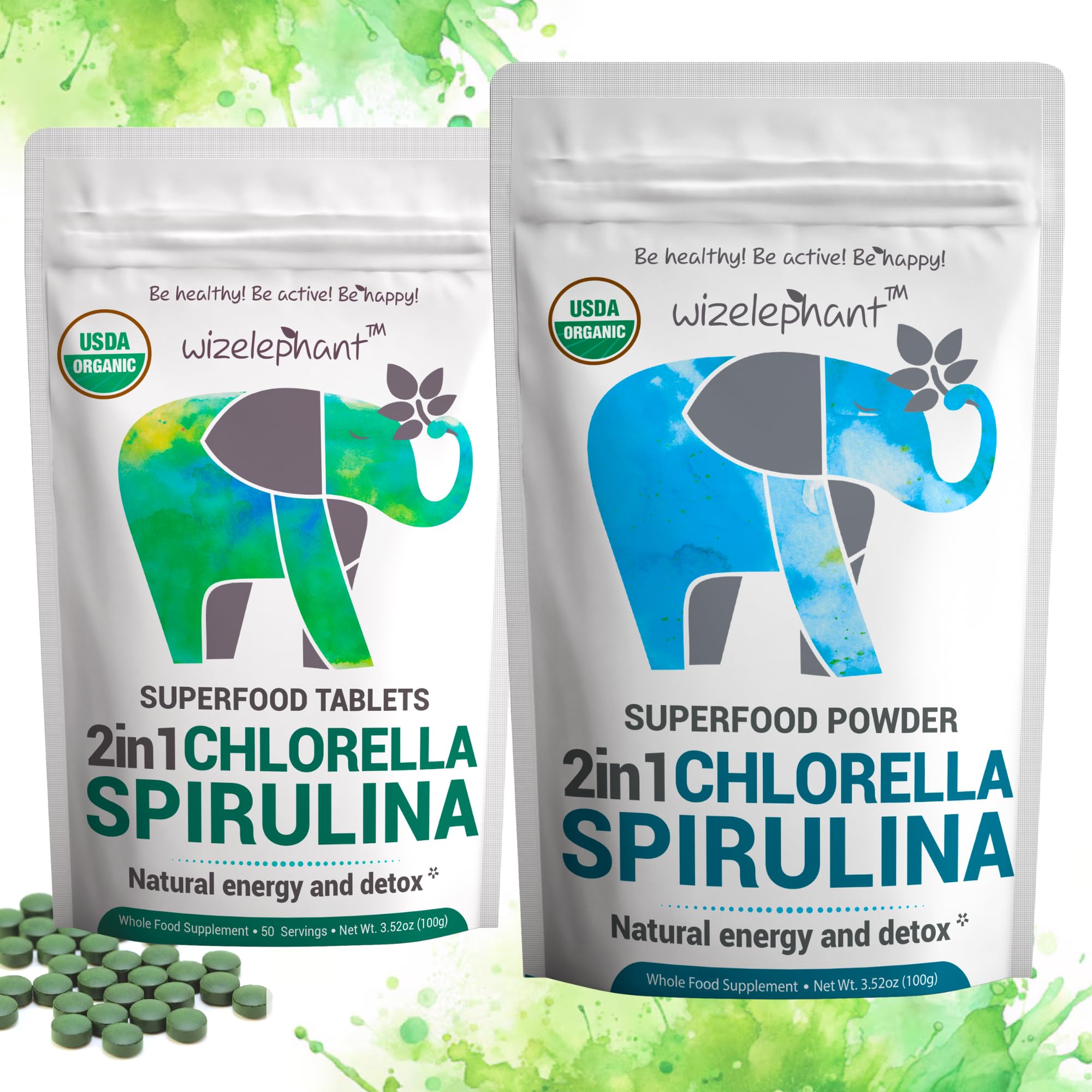 Organic Chlorella Spirulina Powder - Super Greens Supplement for Smoothies | Rich in Chlorophyll, Vegan Protein & Antioxidants | Immune Support & Energy Boost | 50 Servings | Perfect for Detox, Weight Management & Post-Workout Recovery