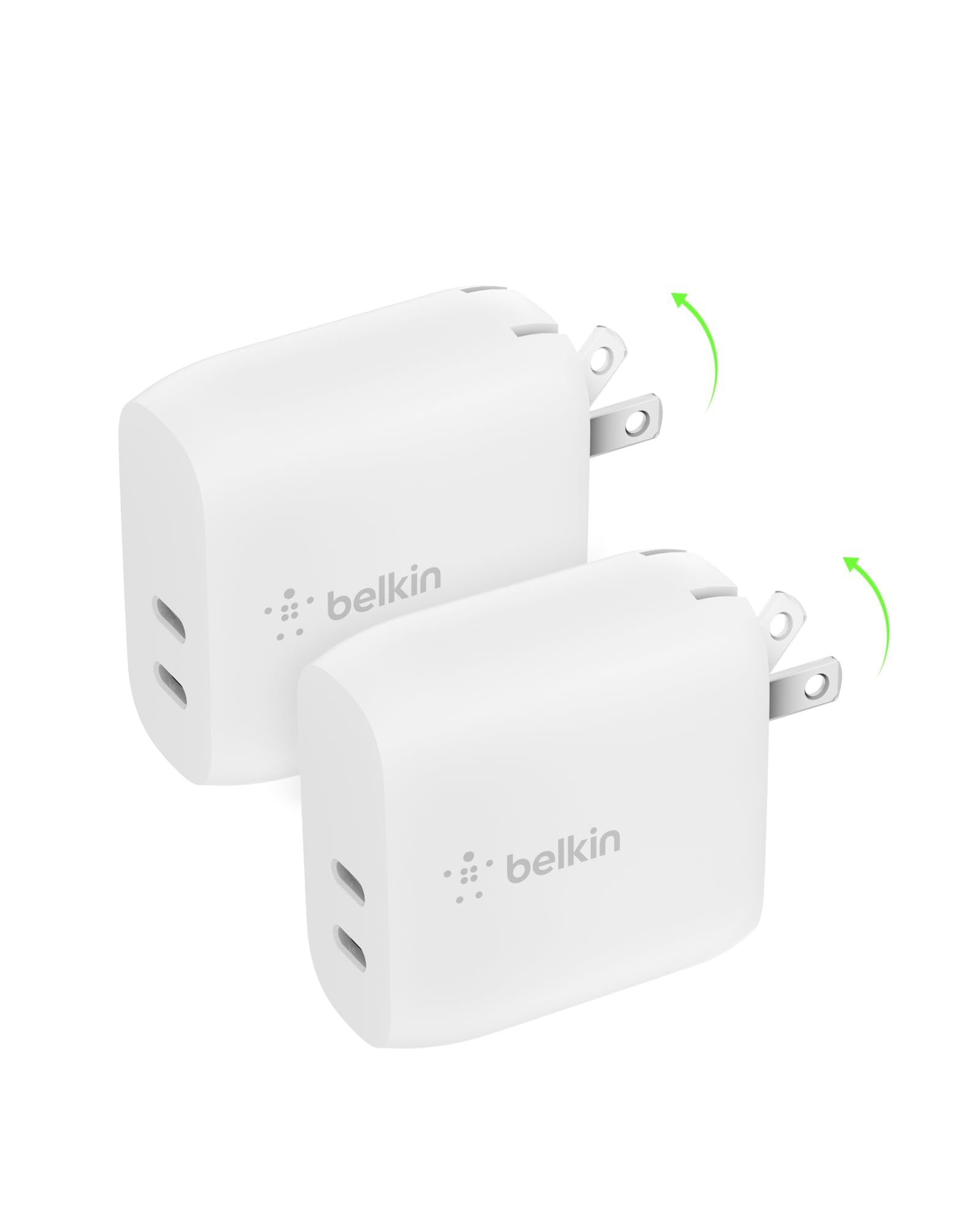 Belkin 40W Dual Port USB-C Wall Charger Fast Charger for iPhone 15/14/13 Series, Galaxy S23, iPad & AirPods - Compact 2-Pack for Home, Office & Travel Charging