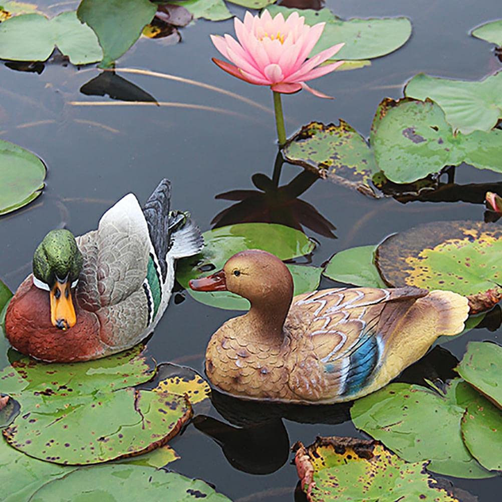Floating Mandarin Duck Statue - Handcrafted Garden Pond Decor for Outdoor Water Features | Perfect for Ponds, Fountains & Backyard Landscaping