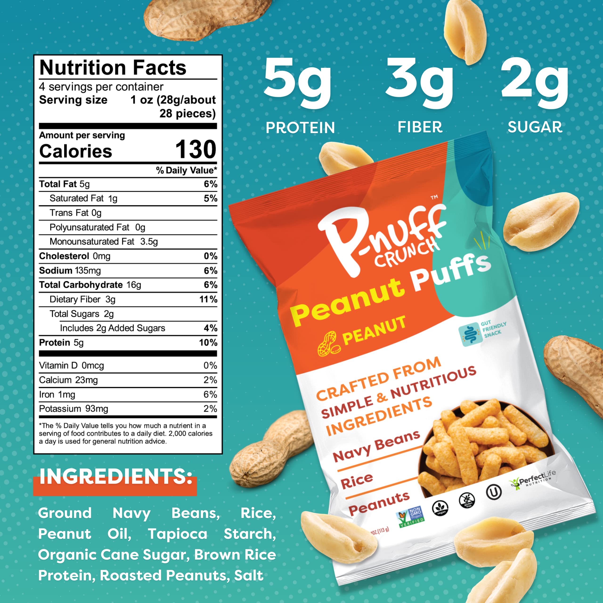 Pnuff Crunch Peanut Butter Puffs - Healthy Low Calorie Gluten Free Vegan High Protein Keto Snacks - Variety Pack 15x4oz - Perfect for Office, Gym & On-the-Go Snacking - As Seen on Shark Tank