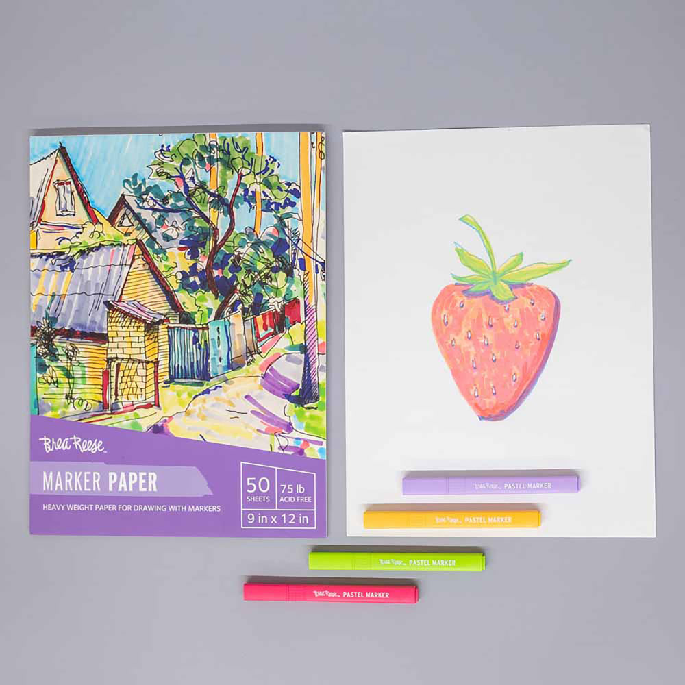 Brea Reese Marker Paper Pad - 50 Sheets, 9x12 Inches, 75lb Acid-Free Sketch Paper for Artists, Illustrators & Designers - Perfect for Markers, Ink, Pencils & Mixed Media Art Projects