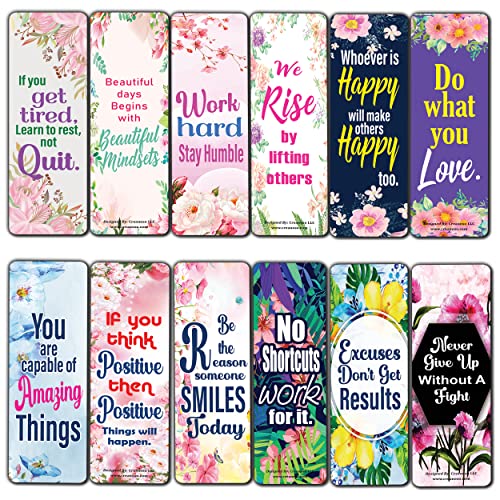 Quotes With Flowers Bookmarks (2-sets X 6 Cards)