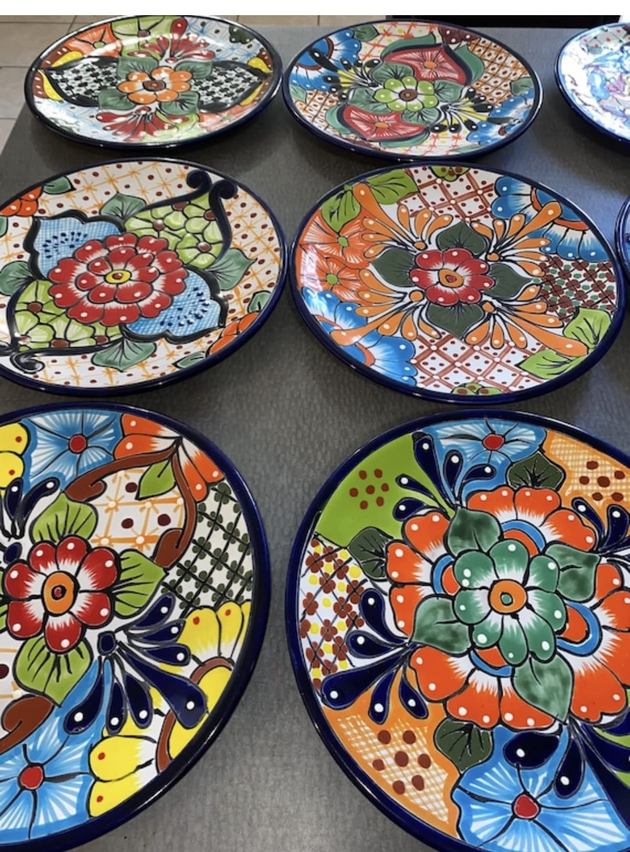 Set of 4 Hand-Painted Mexican Talavera Ceramic Plates - 11.5 Inch Folk Art Dinner Plates - Lead-Free & Oven-Safe Pottery - Perfect for Mexican Decor, Dinner Parties & Unique Gift Ideas