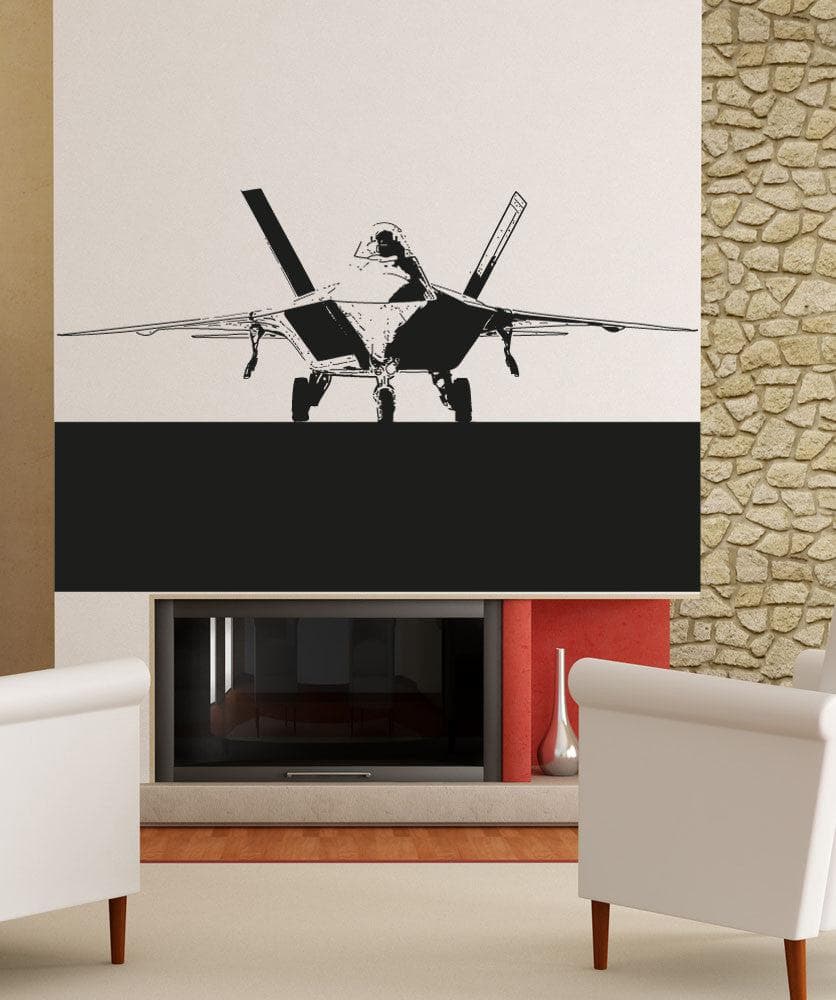 F22 Jet Front View Vinyl Wall Decal Sticker #5010 - Premium Removable Aircraft Decor for Bedroom, Office & Man Cave