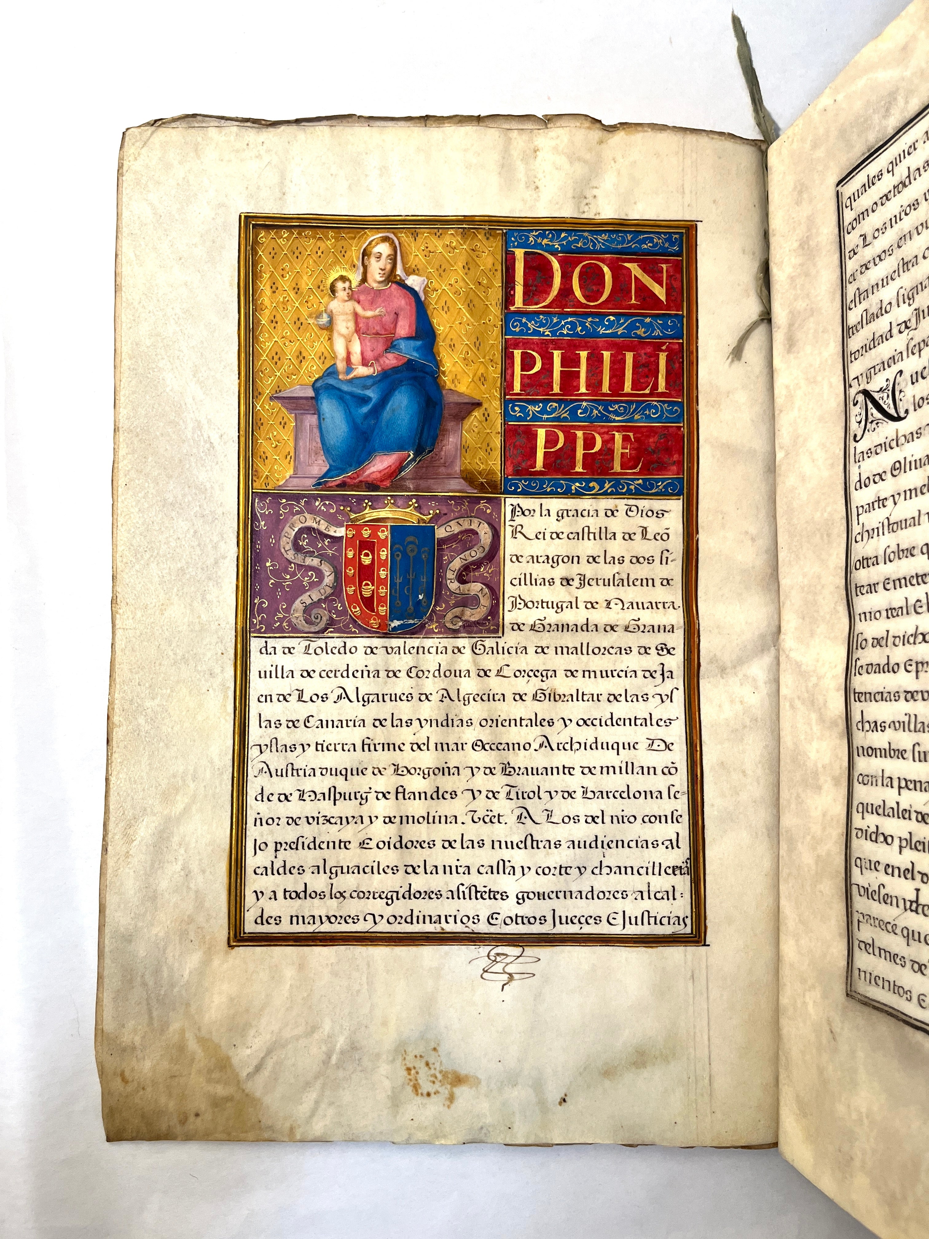 Authentic 1592 Illuminated Carta de Hidalguia Document - Melchor de Herrera y Rivera to King Philip II of Spain - Rare Historical Collectible for Display & Study - Perfect for Museums, Historians & Antique Collectors