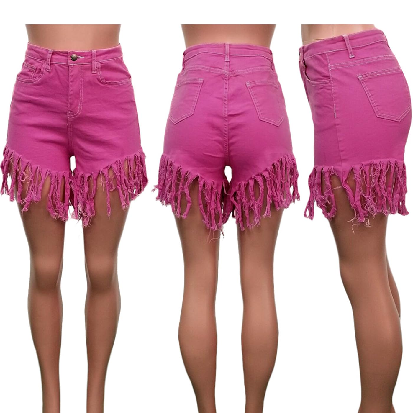 SIAEAMRG Women's High Waisted Denim Shorts with Frayed Hem & Tassels - Trendy Distressed Jeans for Summer Outfits, Casual Wear, and Beach Vacations