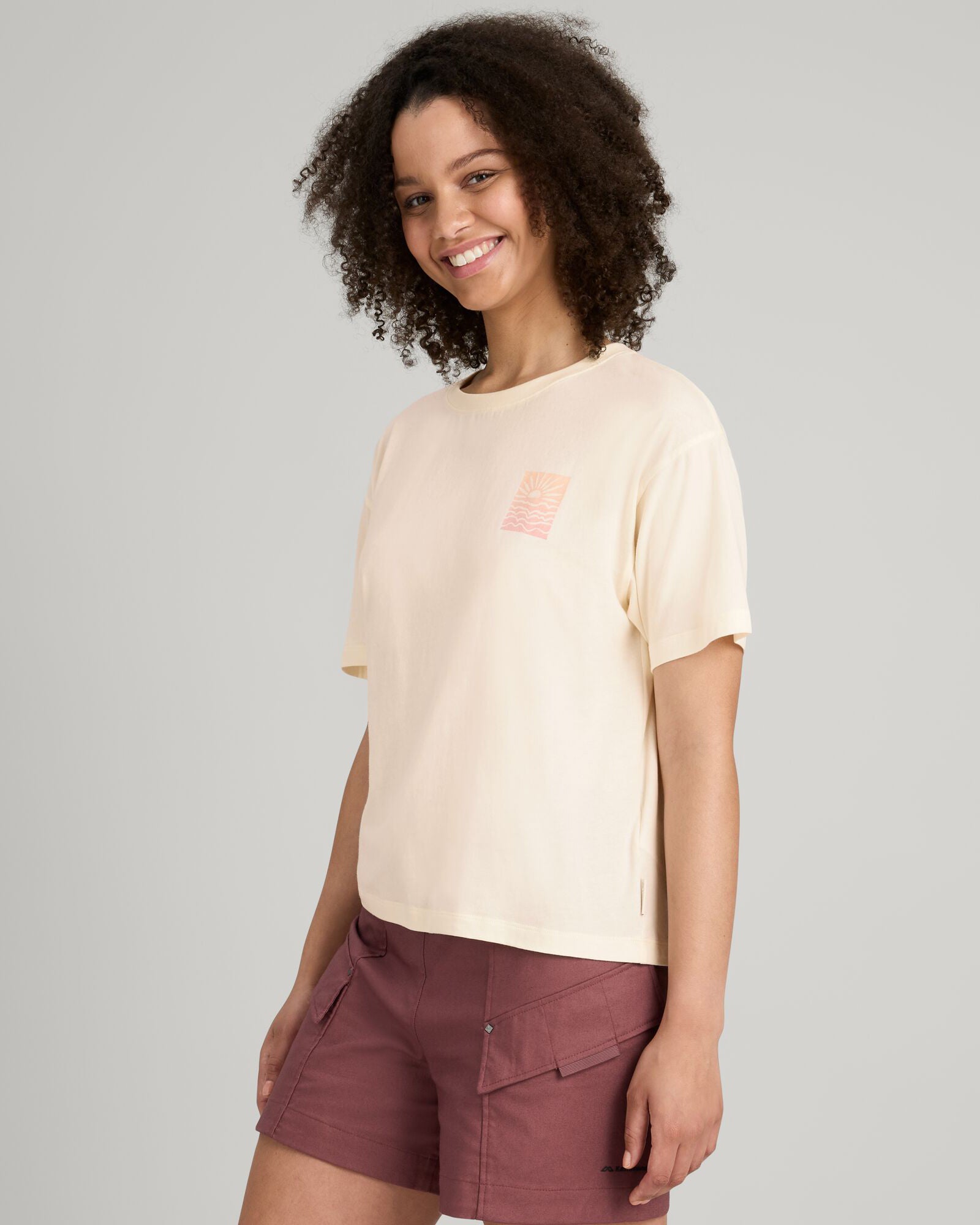 Women's Sunrise Floral Organic Cotton T-Shirt - Soft & Breathable Natural Tee for Casual Wear & Summer Outfits