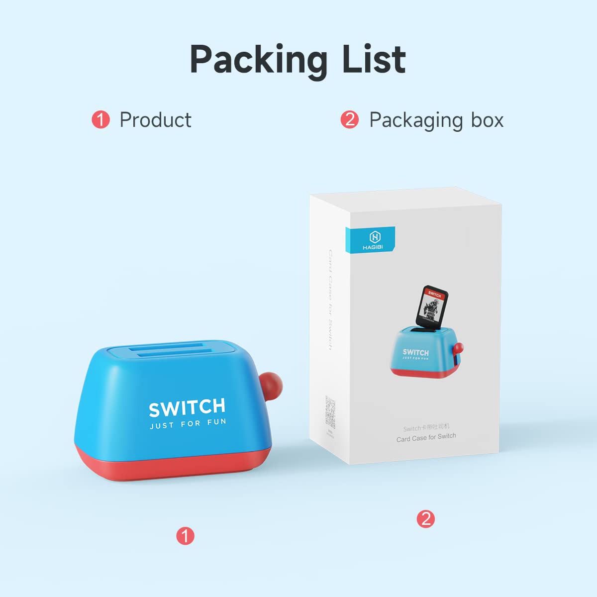 Hagibis Nintendo Switch Game Case - Compatible with Switch Game Cards, Portable Toaster Design Storage Holder for 2 Game Cartridges (Blue) - Perfect for Travel & Gaming On-The-Go