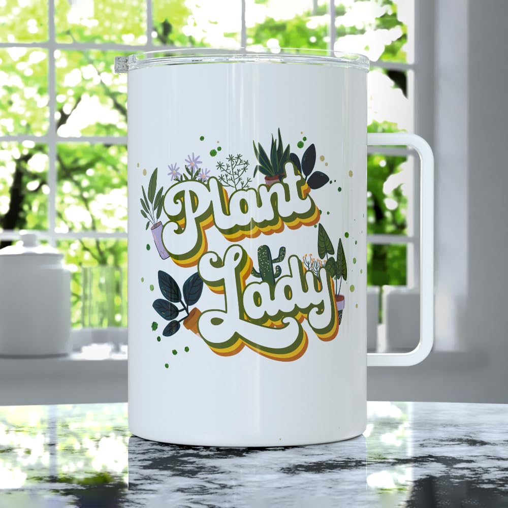 Loftipop Insulated Travel Tumbler 18oz - Plant Lady Coffee Mug & Tea Cup for Houseplant Lovers - Perfect Gardening Gift for Green Thumbs - Ideal for Outdoor Adventures, Office Use & Plant-Themed Parties