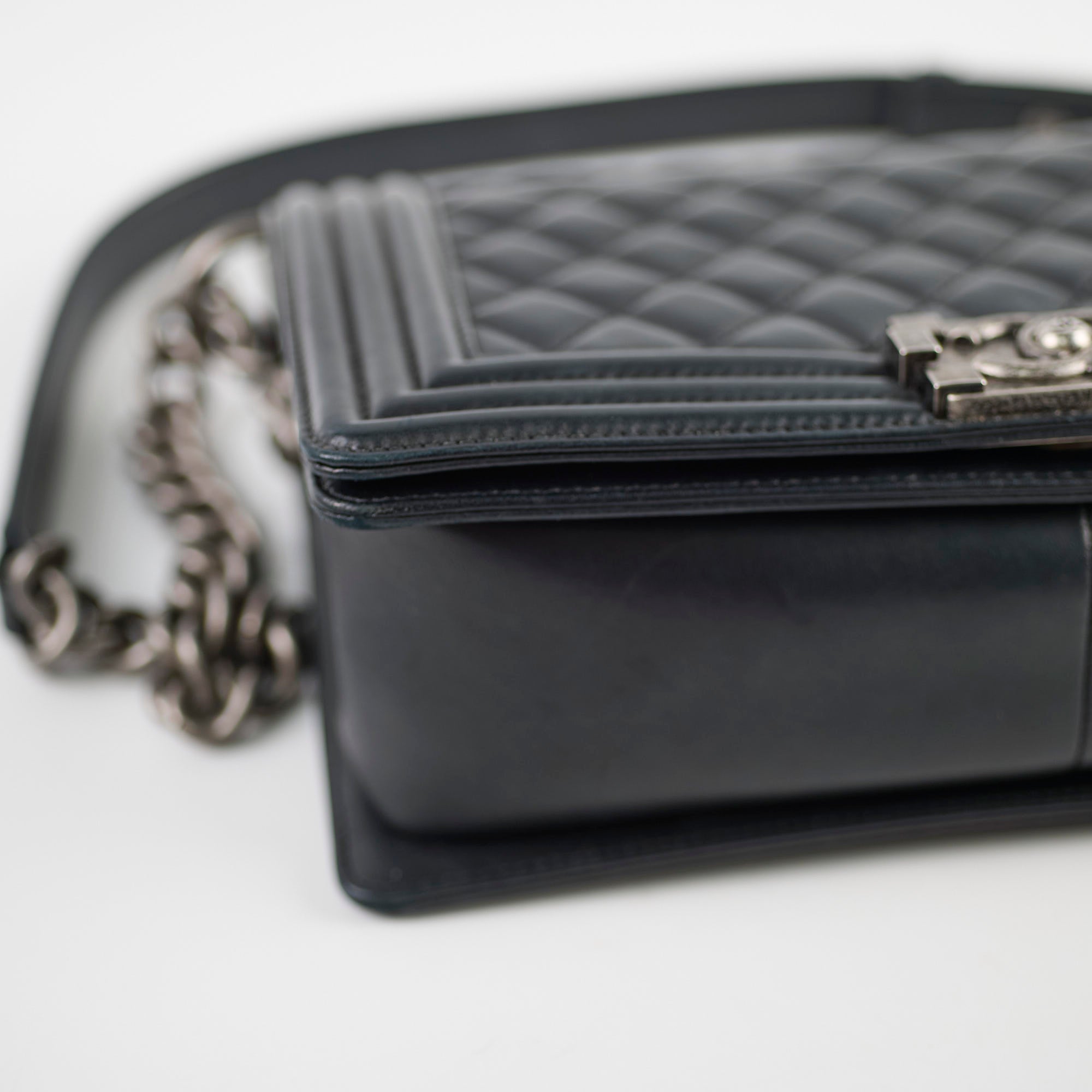 Chanel Old Medium Boy Bag Black Lambskin Leather 23 Series - Luxury Handbag for Women, Perfect for Parties, Work & Everyday Use