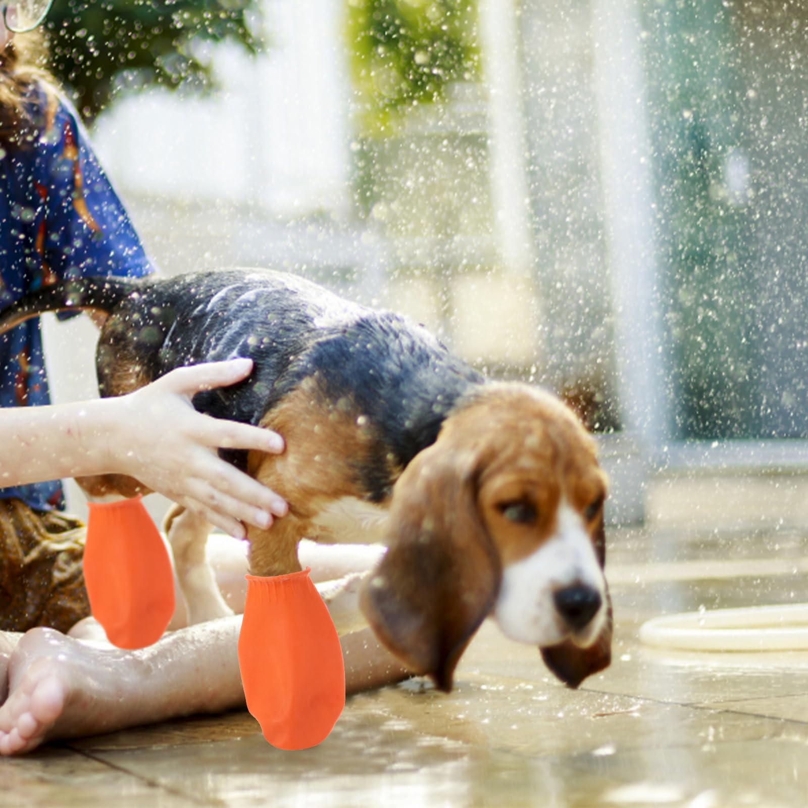 Hemobllo Waterproof Dog Boots for Small Dogs - 4Pcs Rubber Rain Shoes with Paw Protection for Pets (Orange, Size S) - Ideal for Rainy Days, Snow & Outdoor Adventures