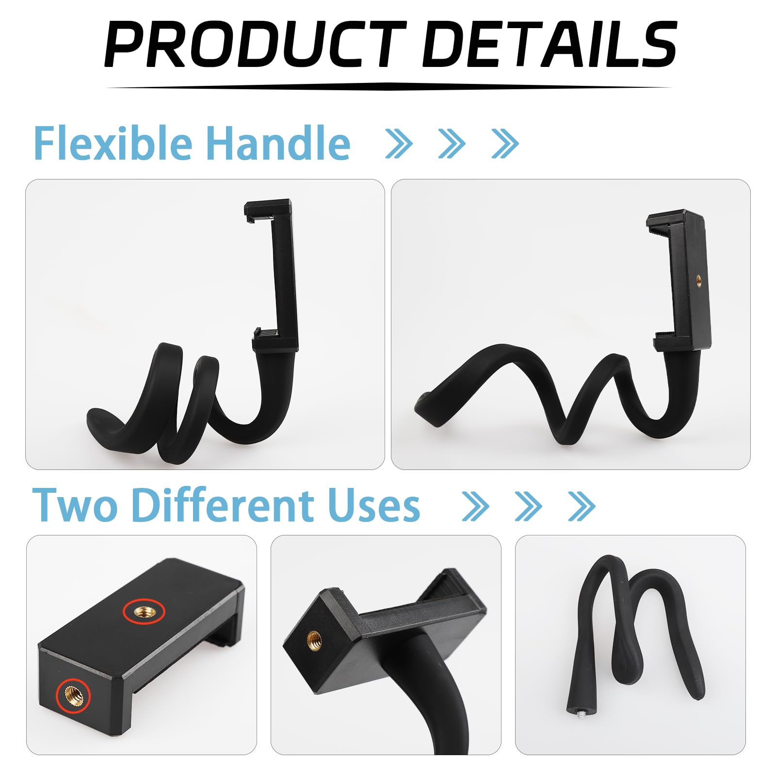 Portable Stroller Phone Holder with Non-Slip Flexible Arm - Universal Stroller Accessory for iPhone & Android - Perfect for Treadmill, Spin Bike, Shopping Cart, Car & Kitchen Use