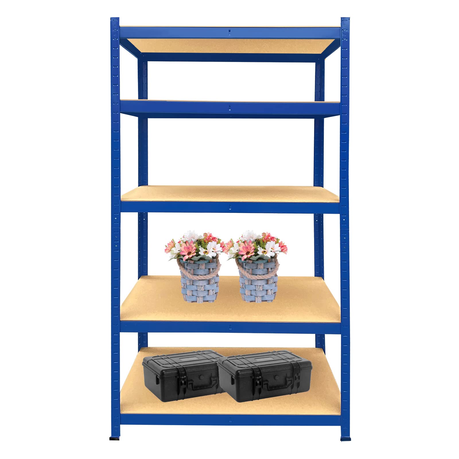 59 Inch Heavy Duty 5-Tier Adjustable Storage Shelving Unit - Metal Steel Frame with MDF Boards, 386lbs Capacity per Shelf (27.5