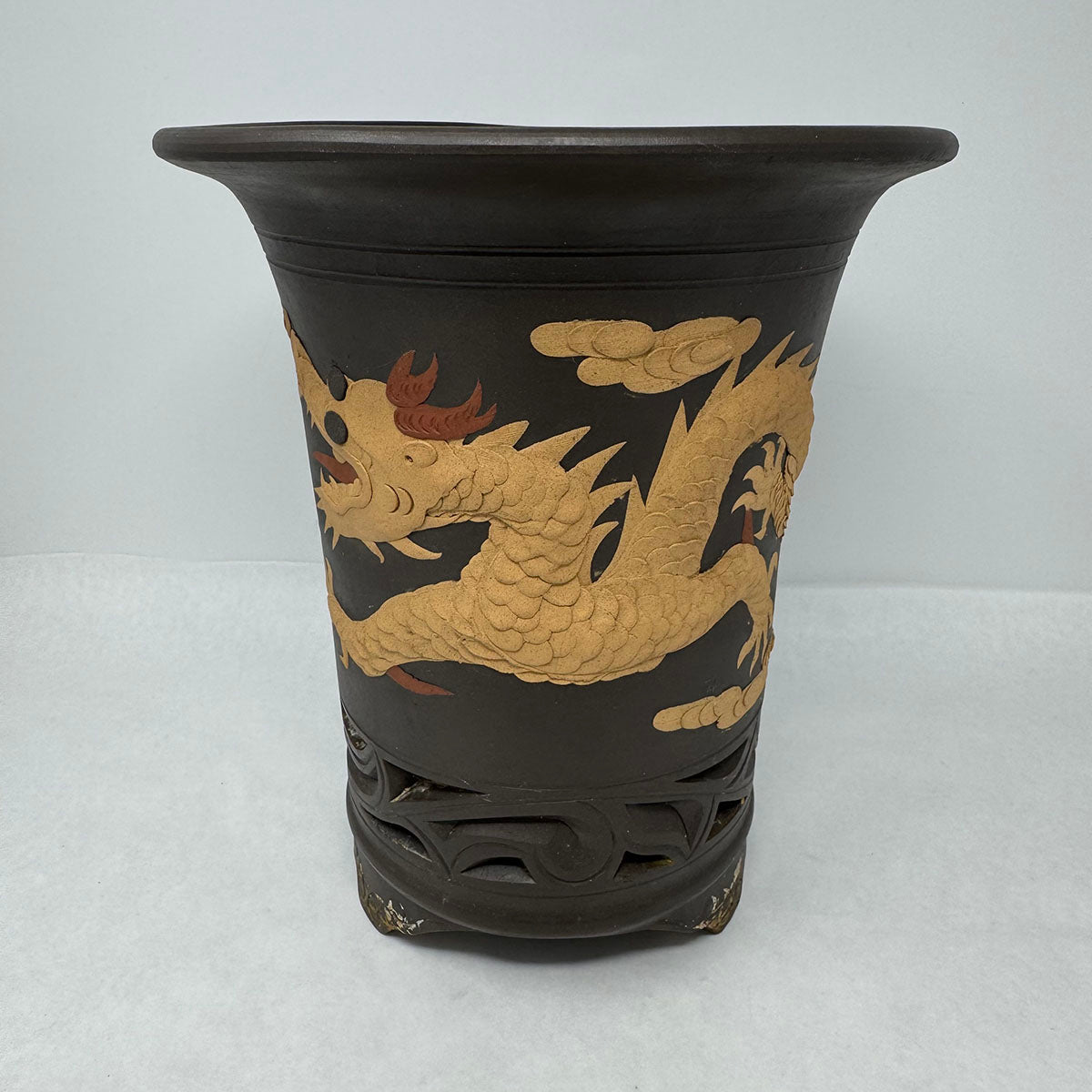 Phoenix and Dragon Relief Planter - Handcrafted Ceramic Flower Pot for Home & Garden Decor | Perfect for Indoor Plants, Succulents, and Feng Shui Arrangements