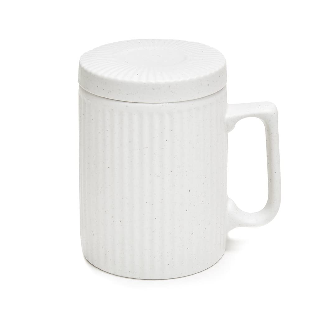 12oz Insulated Coffee Mug with Lid & Saucer - White, Microwave & Dishwasher Safe - Perfect for Office, Travel, and Home Use