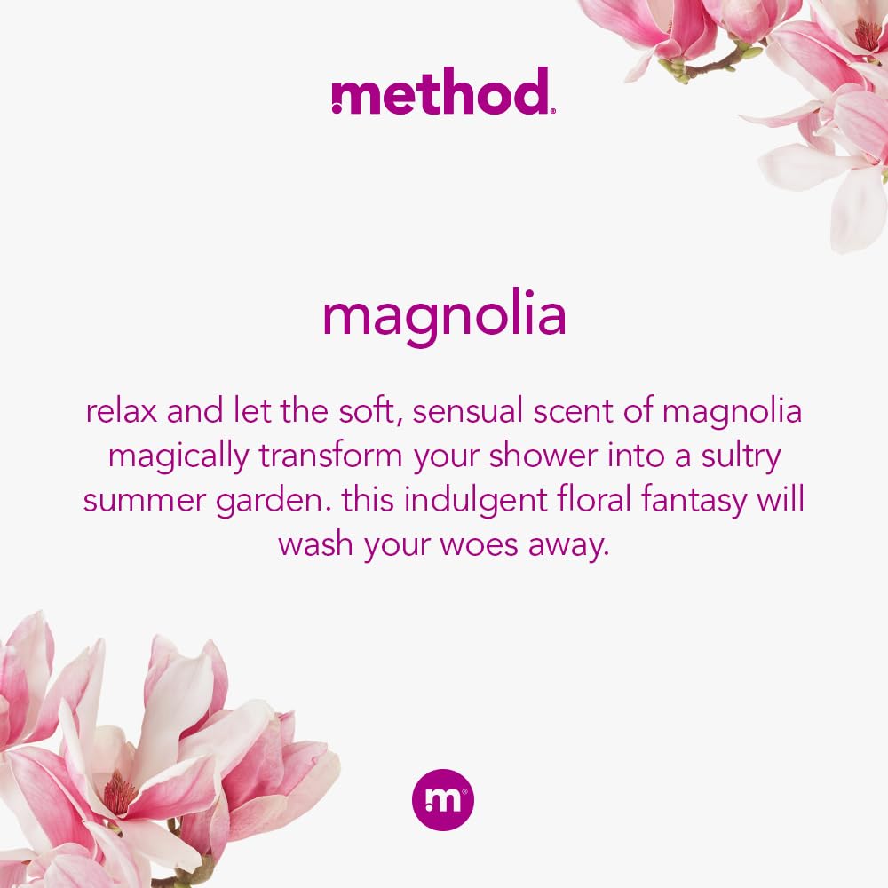 Method Body Wash - Magnolia Scented, Paraben & Phthalate Free, 18 oz | Vegan & Cruelty-Free Shower Gel for Sensitive Skin | Perfect for Daily Use & Relaxing Bath Time