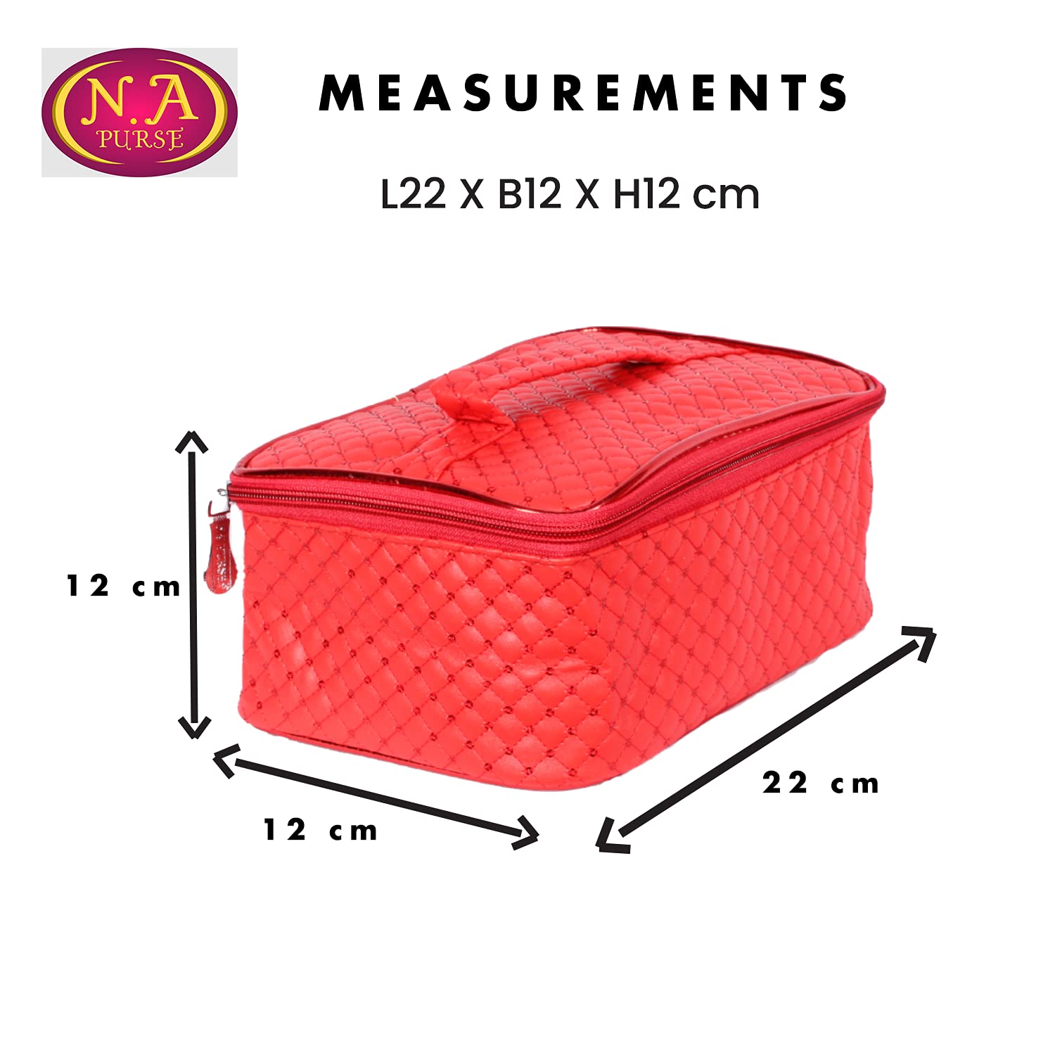 Stylish Red Makeup Bag & Cosmetic Pouch - N A PURSE Sitara RED 01 | Travel Organizer for Cosmetics, Toiletries & Jewelry | Perfect for Daily Use, Travel & Gift Giving