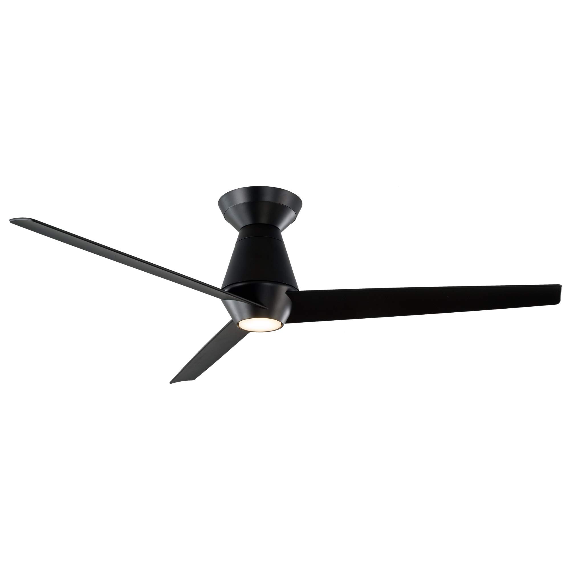 Slim Smart 52-Inch 3-Blade Flush Mount Ceiling Fan with 3000K LED Light Kit & Remote Control - Matte Black, Compatible with Alexa, Google Assistant, Samsung Things, iOS & Android App - Perfect for Living Rooms, Bedrooms, and Outdoor Spaces