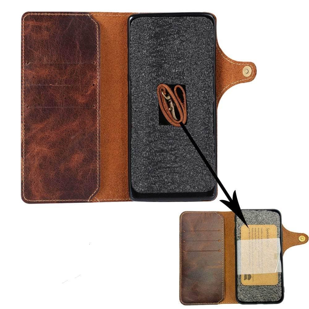 Genuine Leather iPhone 15 Pro Max Wallet Case - Vintage Style Card Holder for Men & Women - Perfect for Everyday Use, Travel & Business