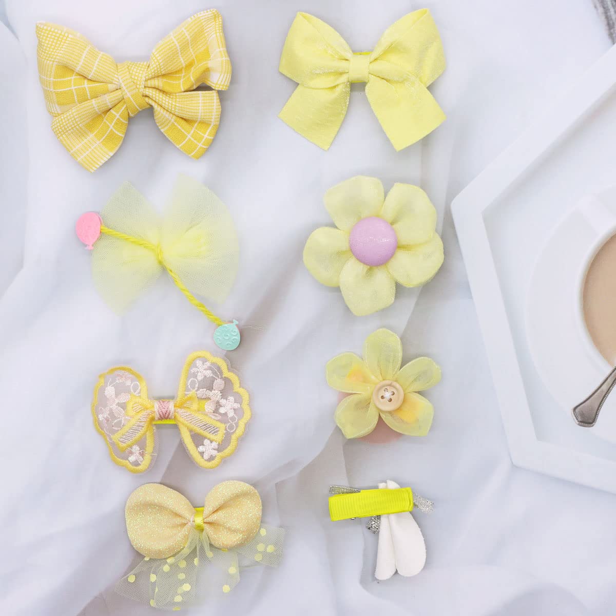 Non-Slip Baby Girl Hair Clips Set - Soft Fully Lined Hair Accessories for Toddlers & Little Girls (Yellow, One Size) - Perfect for Daily Wear, Parties & Special Occasions