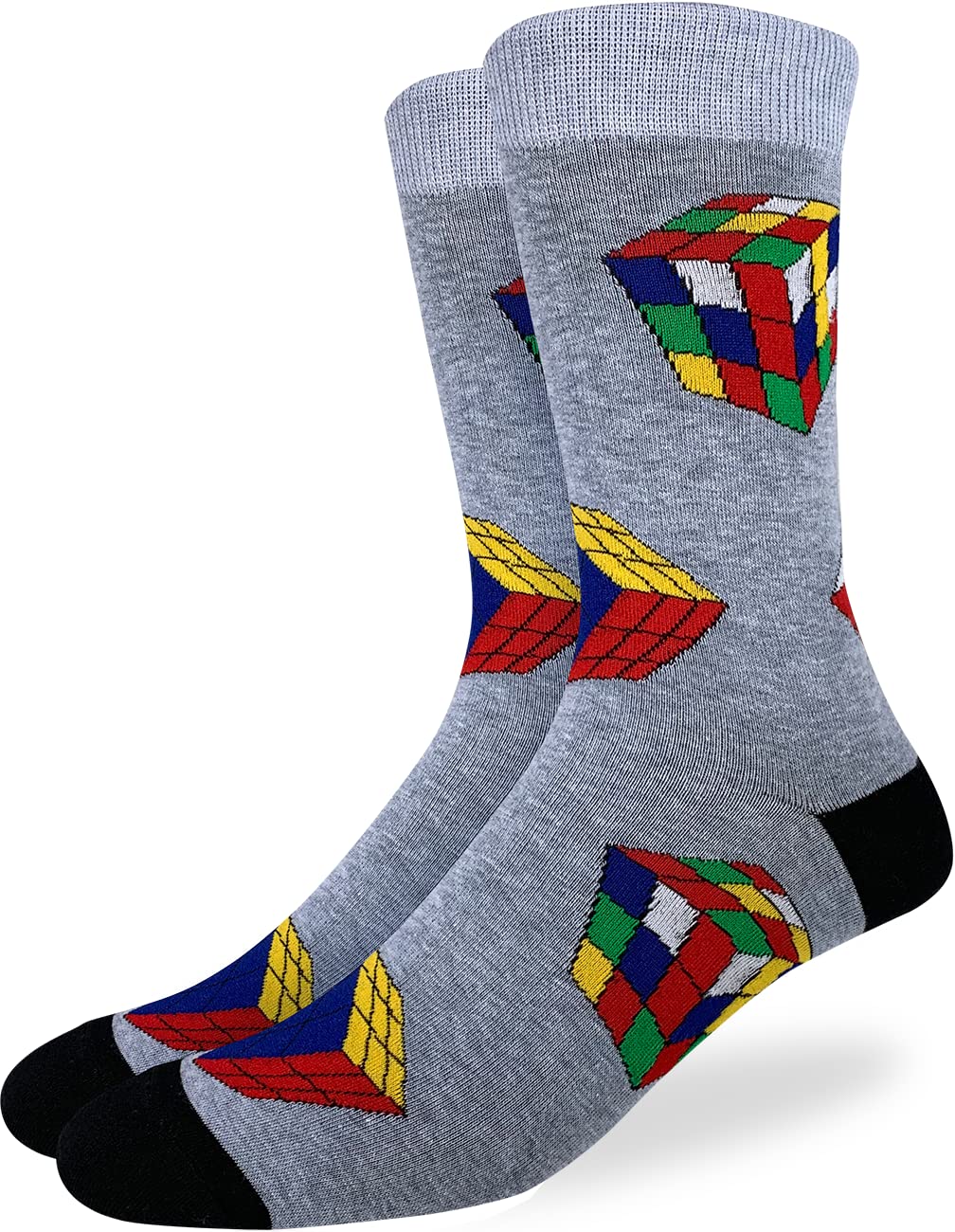 Good Luck Sock Men's Rubik's Cube Novelty Socks - Big & Tall Size - Fun Gift for Puzzle Lovers & Gamers - Perfect for Casual Wear, Cosplay & Geek Fashion