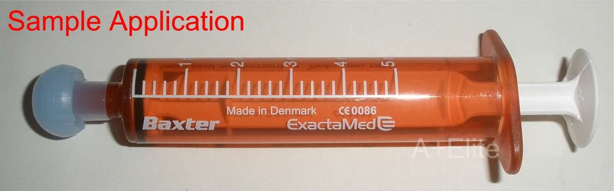 BAXA ExactaMed 5cc/5mL Oral Liquid Medication Syringe - 100-Pack Amber Medicine Dose Dispenser with Cap (Latex-Free) - Ideal for Accurate Pediatric & Adult Medication Dosing at Home or Hospital