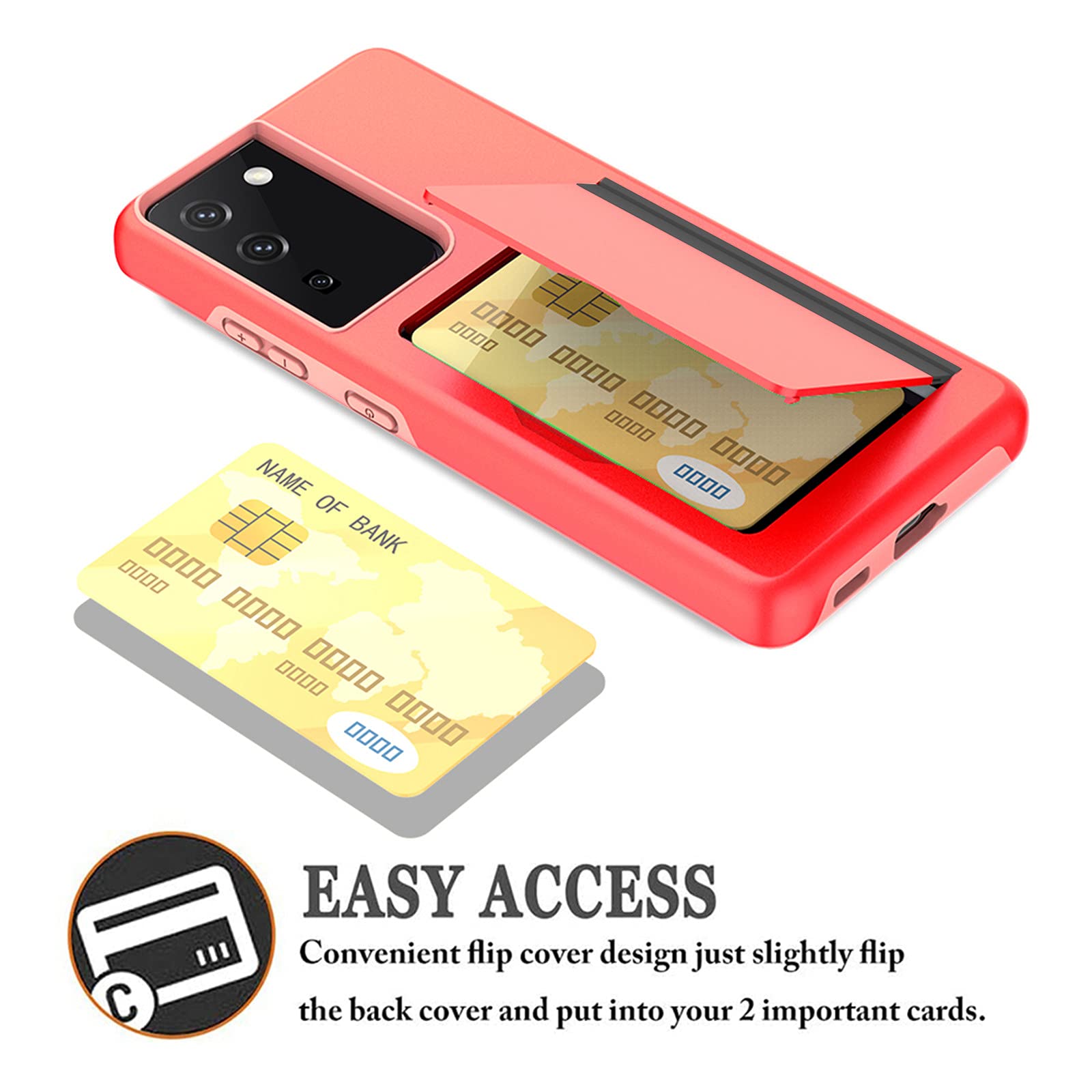 **Asuwish Samsung Galaxy S21 5G Case with Tempered Glass Screen Protector & Credit Card Holder – 6.2 Inch Shockproof Phone Cover with Kickstand for Galaxy S21 5G/4G (Red) – Perfect for Work, Travel, and Everyday Protection**