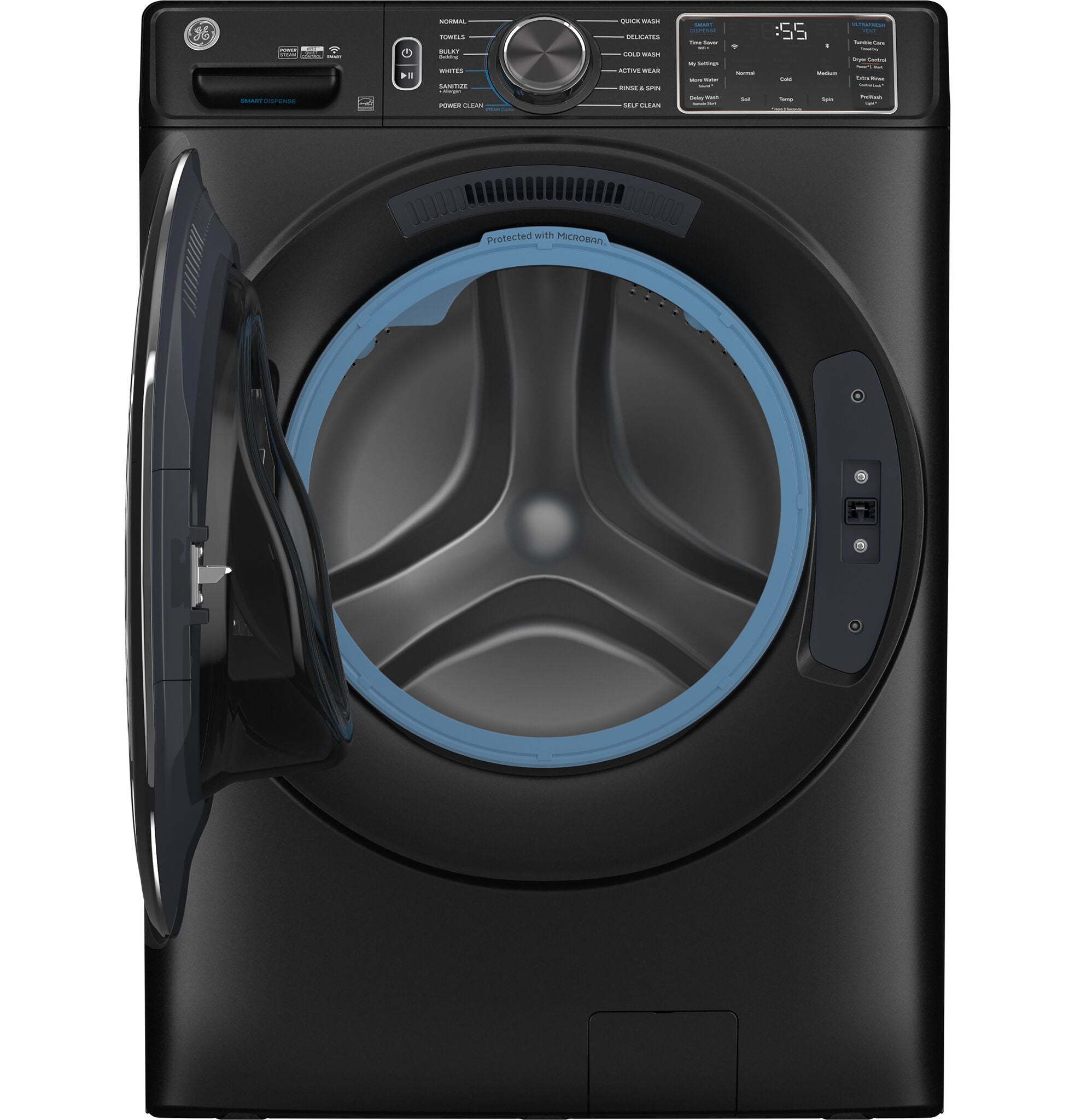 GE GFW655SPVDS 5.8 cu.ft Smart Front Load Washer with Carbon Graphite Finish & SmartDispense Technology - Perfect for Large Families & Energy-Efficient Laundry Rooms