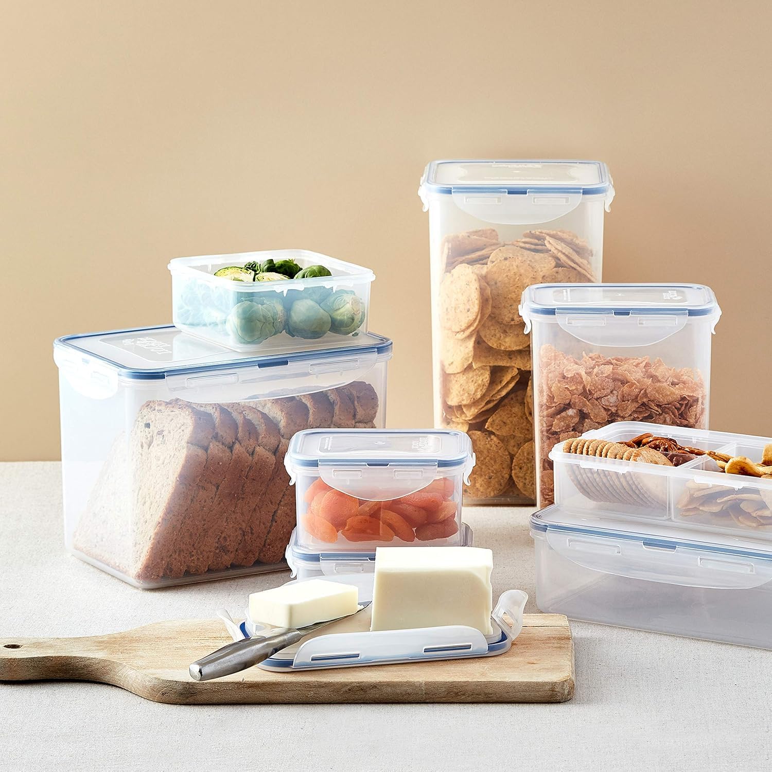 LOCK & LOCK Airtight Food Storage Containers with Lids - 54oz BPA-Free Plastic Kitchen Organizers for Meal Prep, Leftovers & Pantry Organization (Set of 4, Clear) - Perfect for Home, Office & Dorm Use