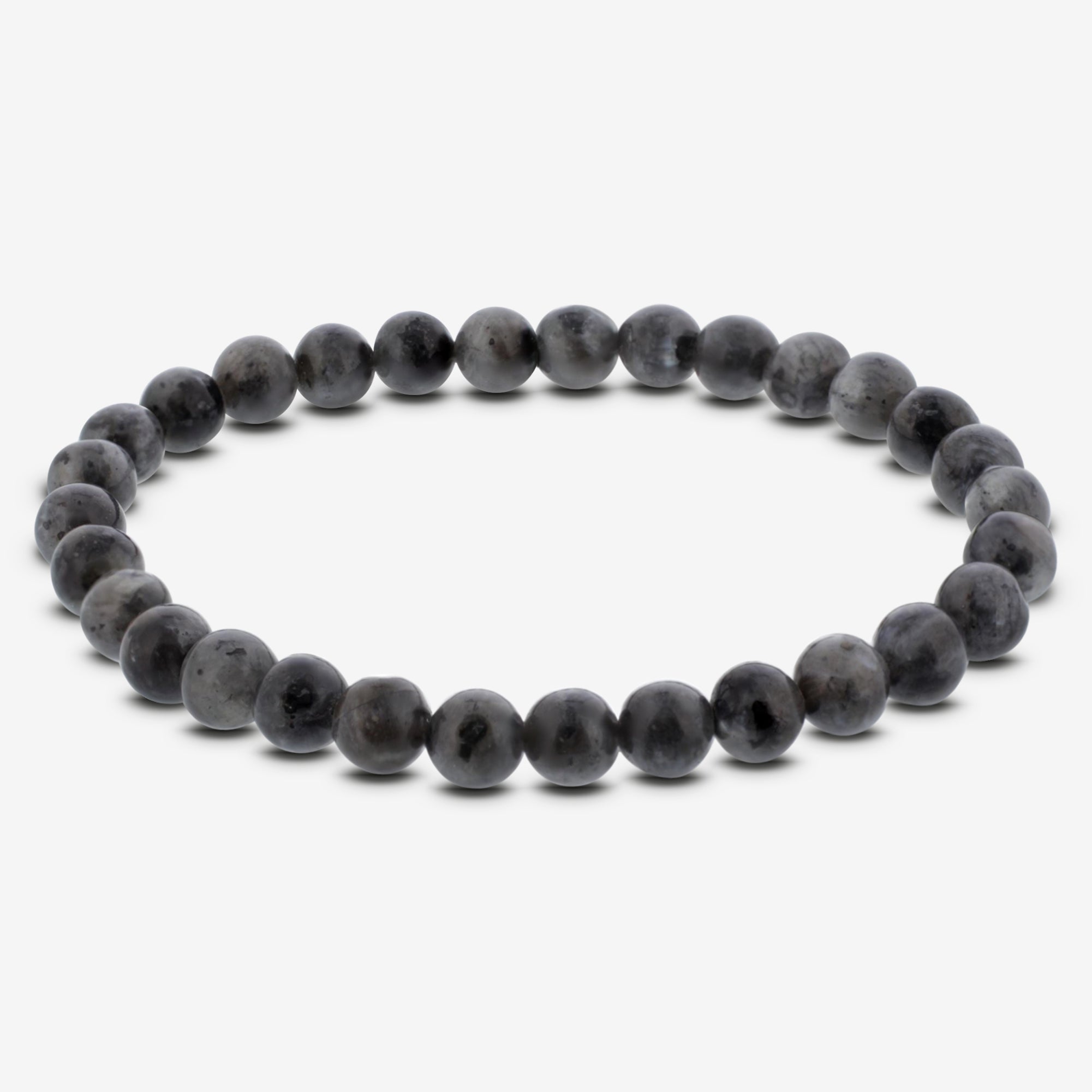 6mm Larvikite Gemstone Round Bead Stretch Bracelet for Men & Women - Adjustable Healing Crystal Jewelry for Meditation, Yoga & Spiritual Protection