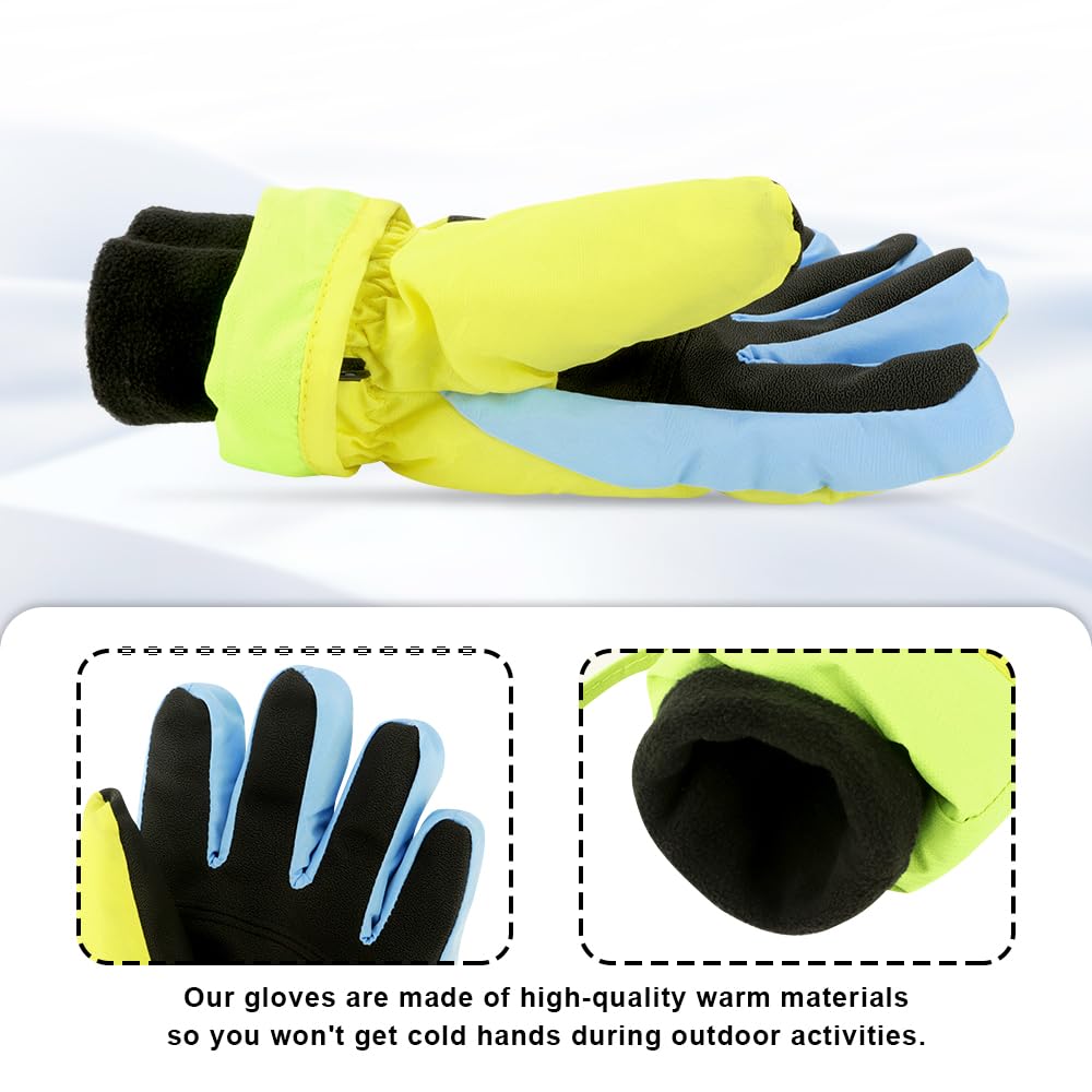 3 Sizes Kids Winter Gloves - Waterproof Snow & Ski Gloves for Boys & Girls - Warm Cold Weather Accessories for Outdoor Play, Snowball Fights & Winter Sports