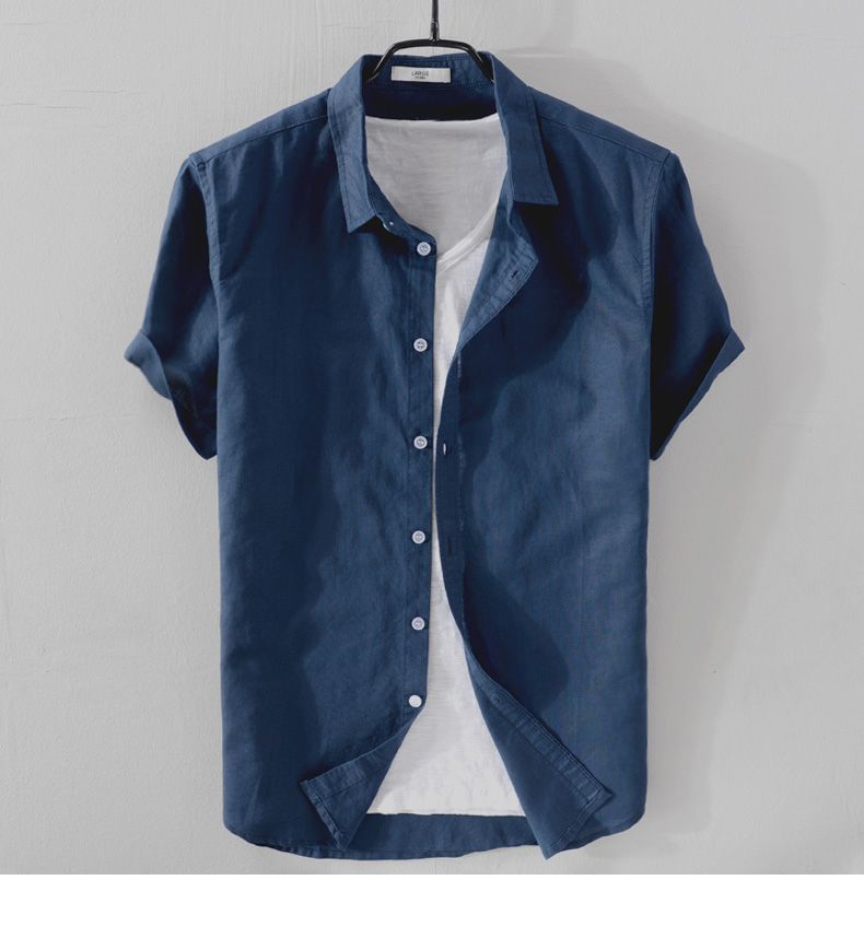 Antonio's Men's Short Sleeve Linen Shirt - Breathable & Lightweight Summer Casual Wear for Beach, Travel & Outdoor Activities